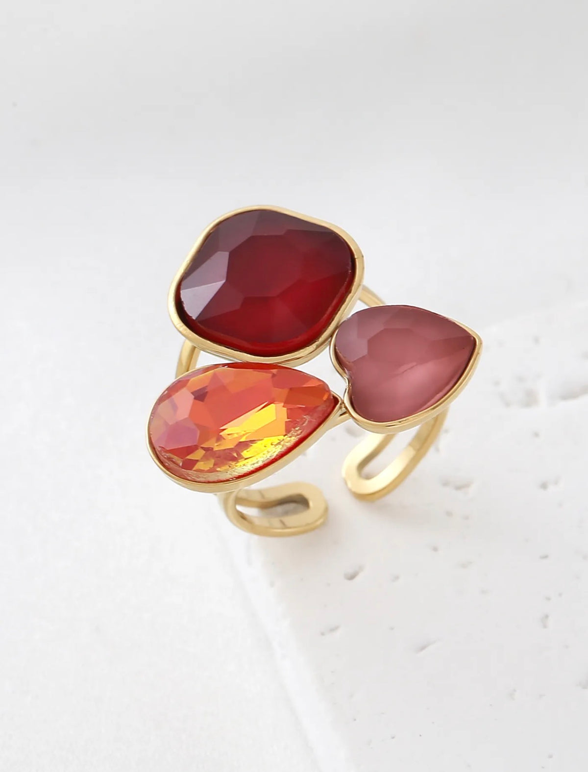 Bague 3 Pierres Bordeaux