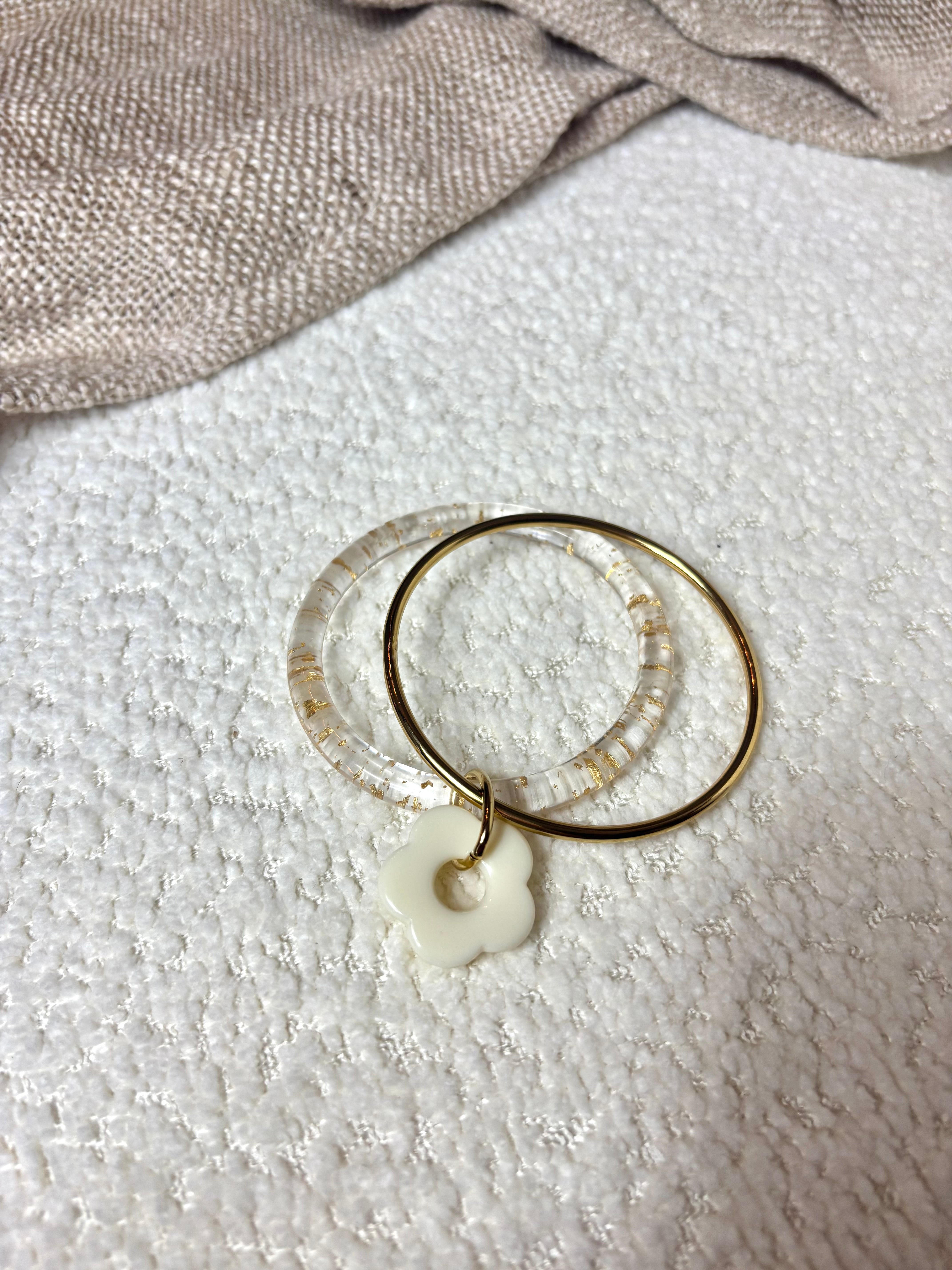 Bracelet Jonc Fleur Blanc