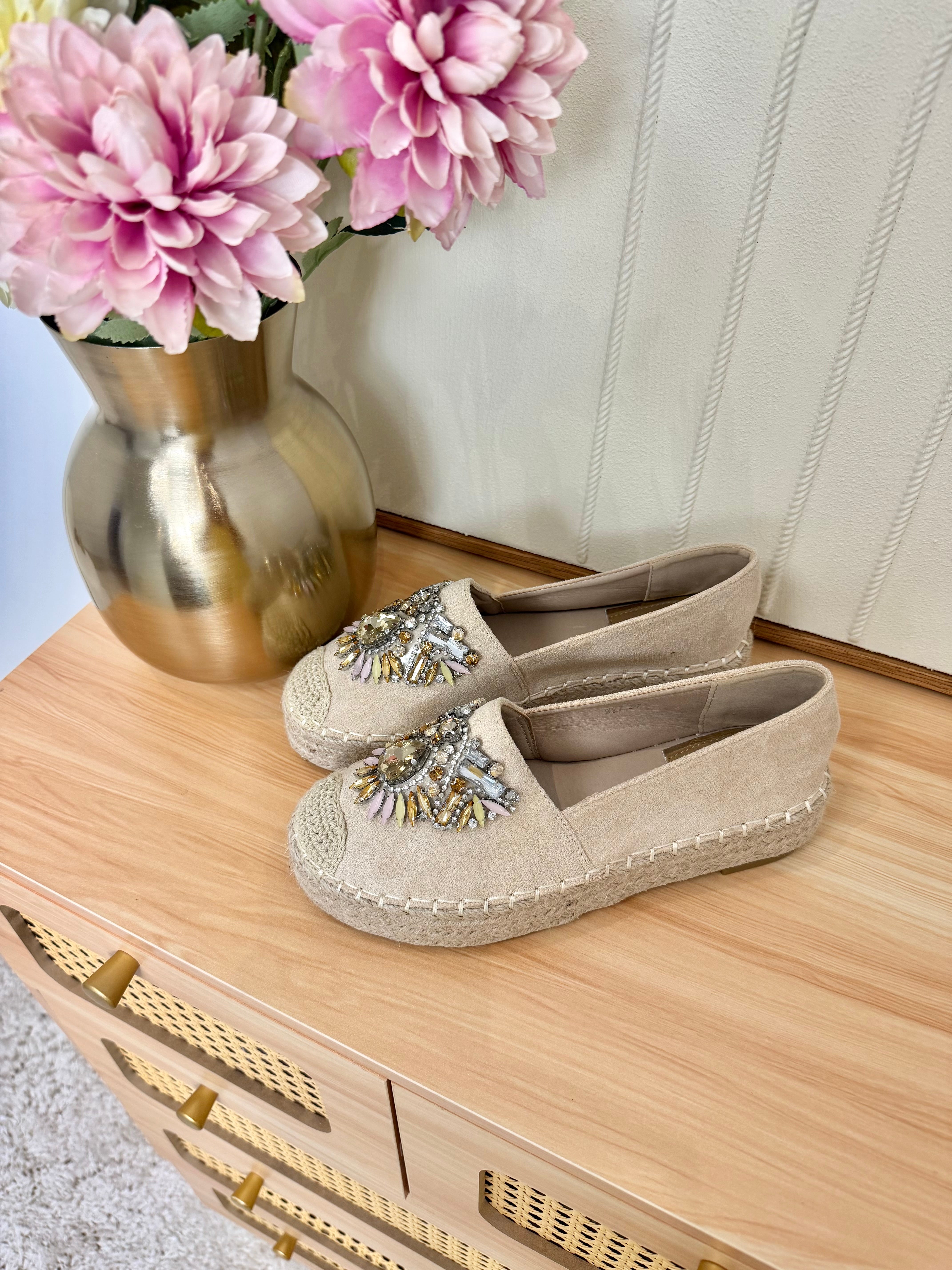 Espadrilles Bijoux Suède Beige