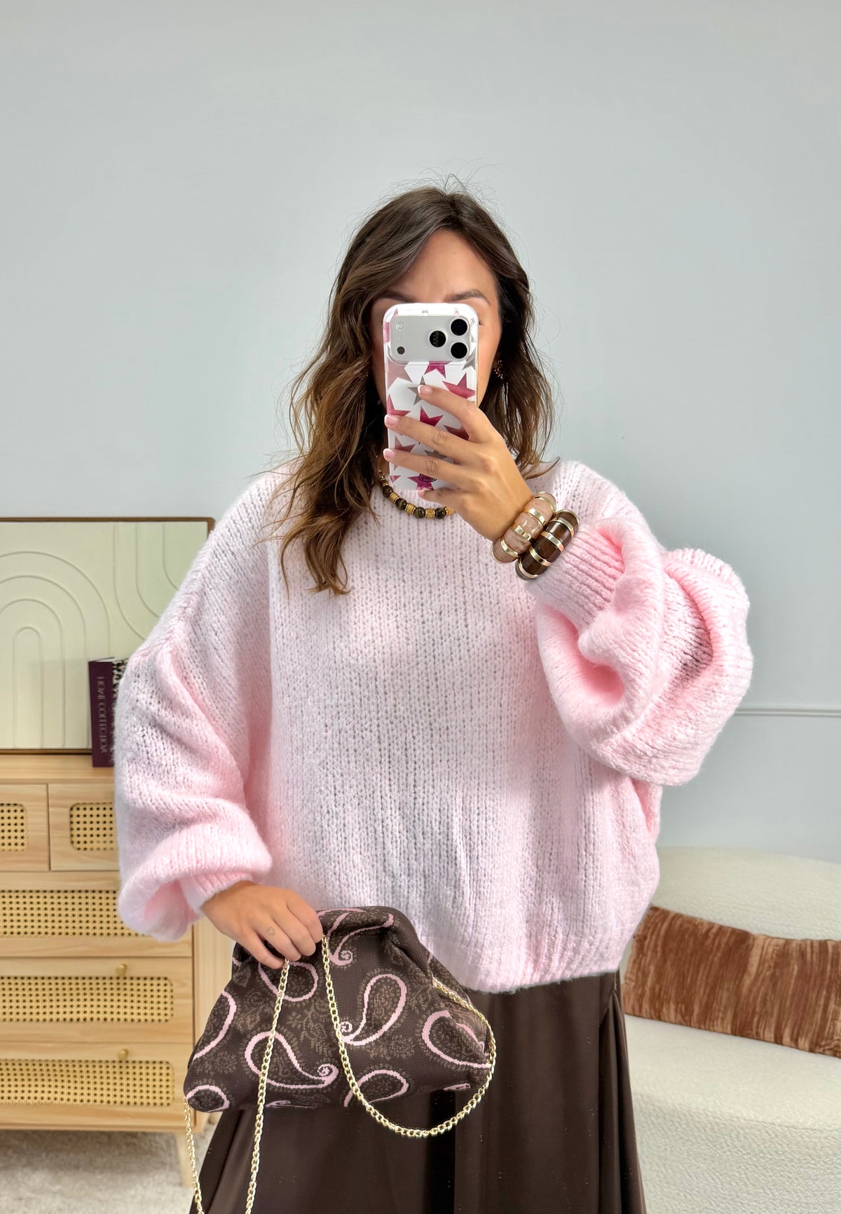 Gilet Noeud Doux Rose