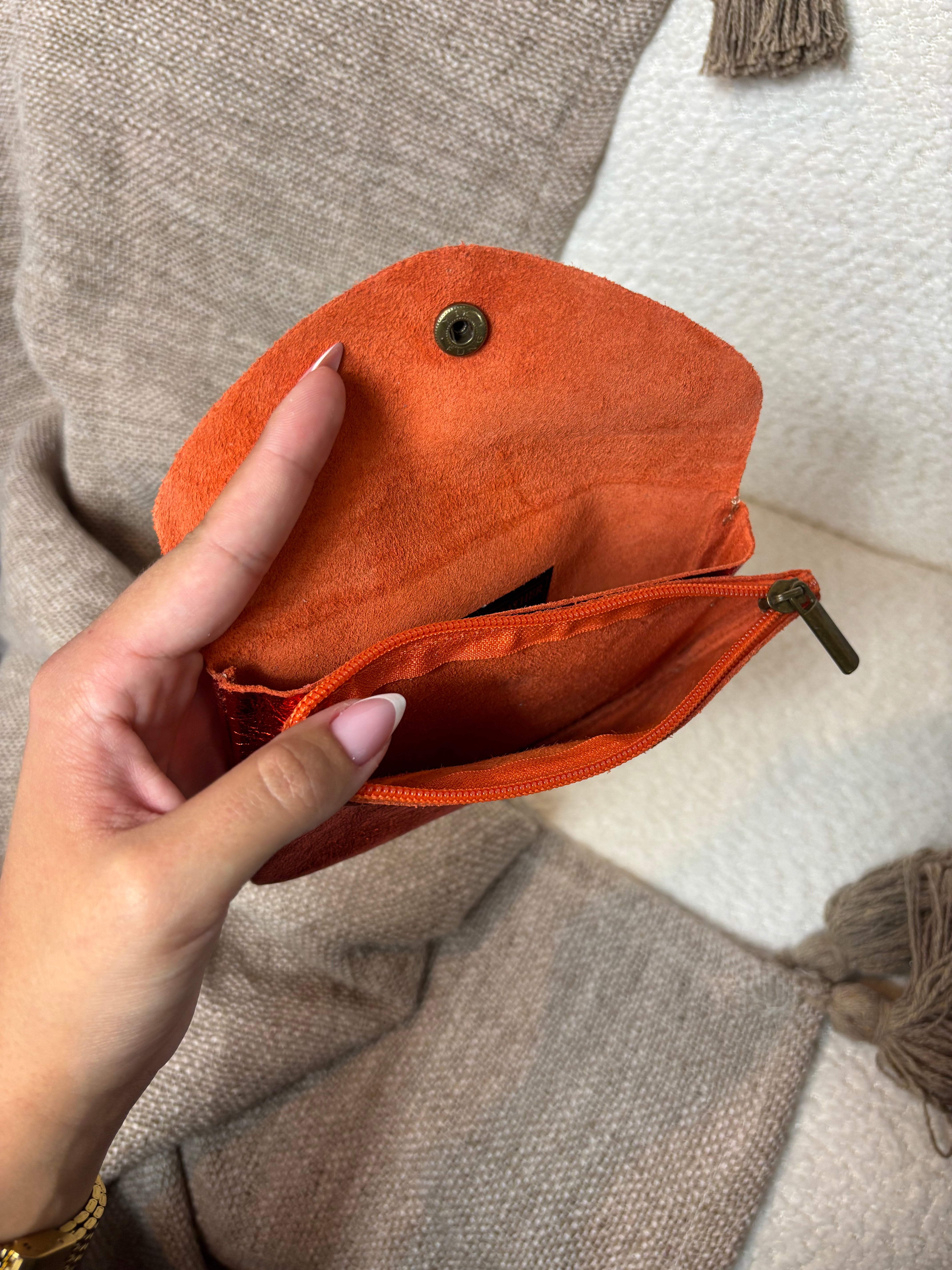 Porte Feuille 100% Cuir Orange