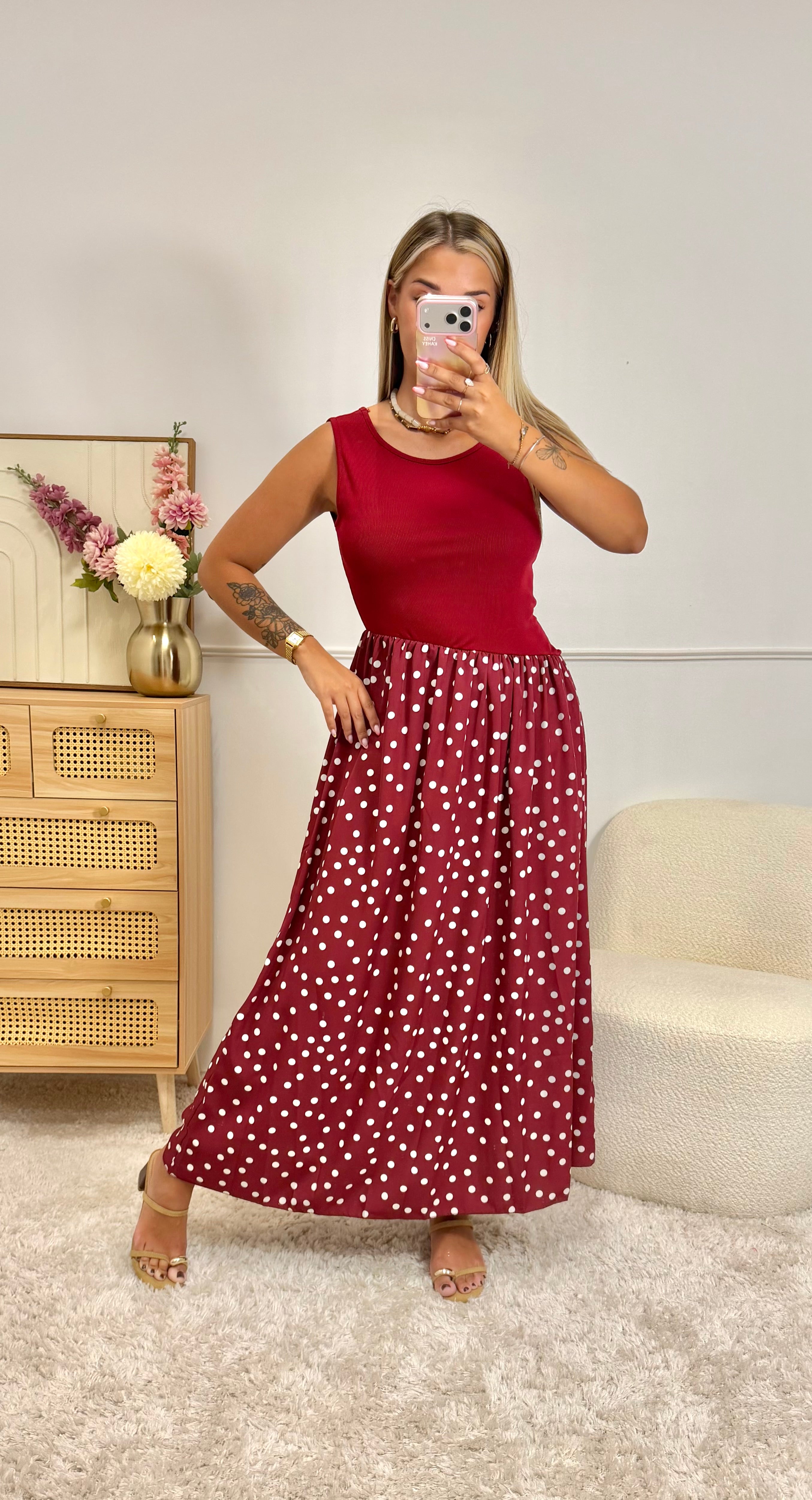 Robe Pois Bordeaux