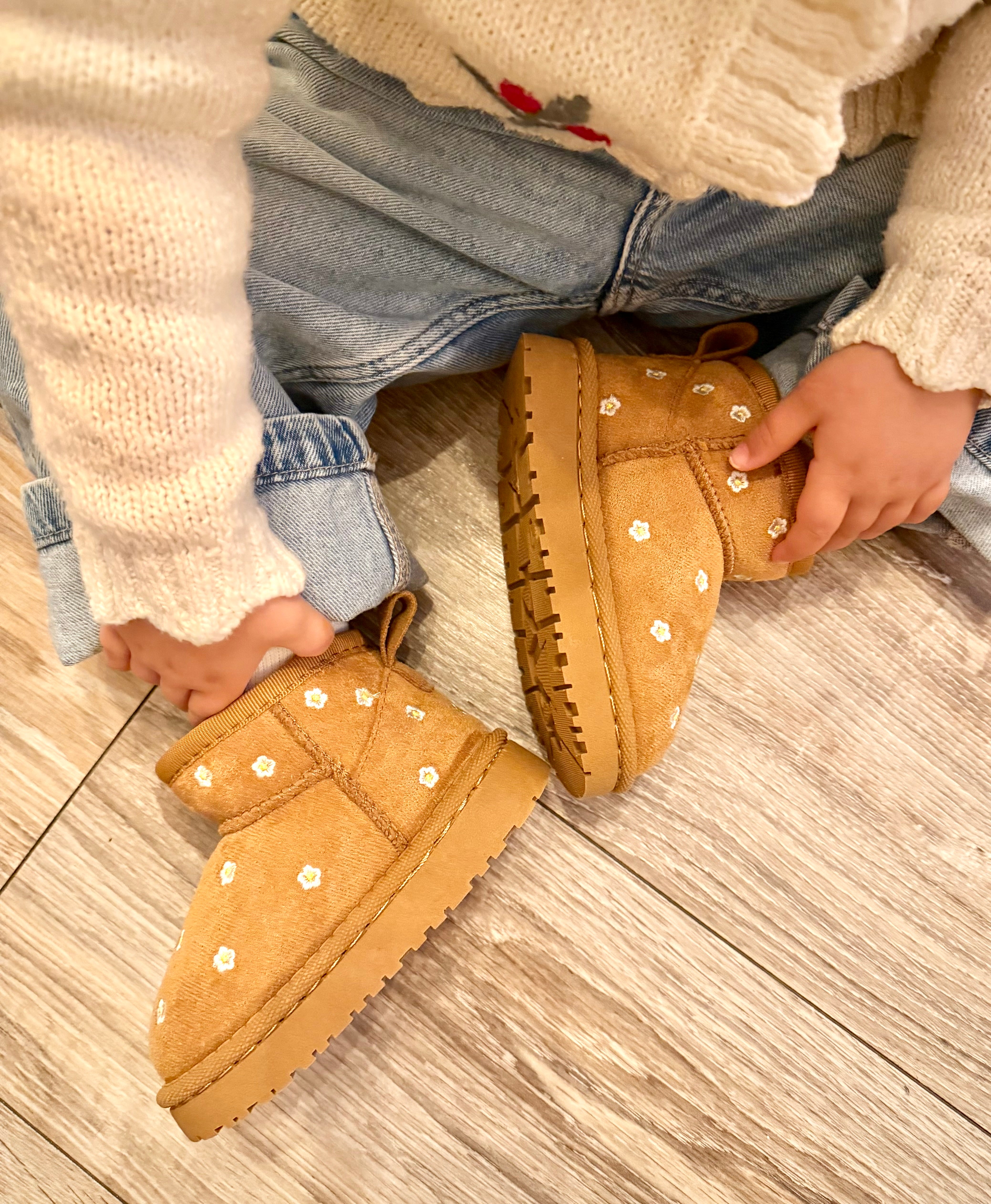 Boots Camel Fleurs Enfant