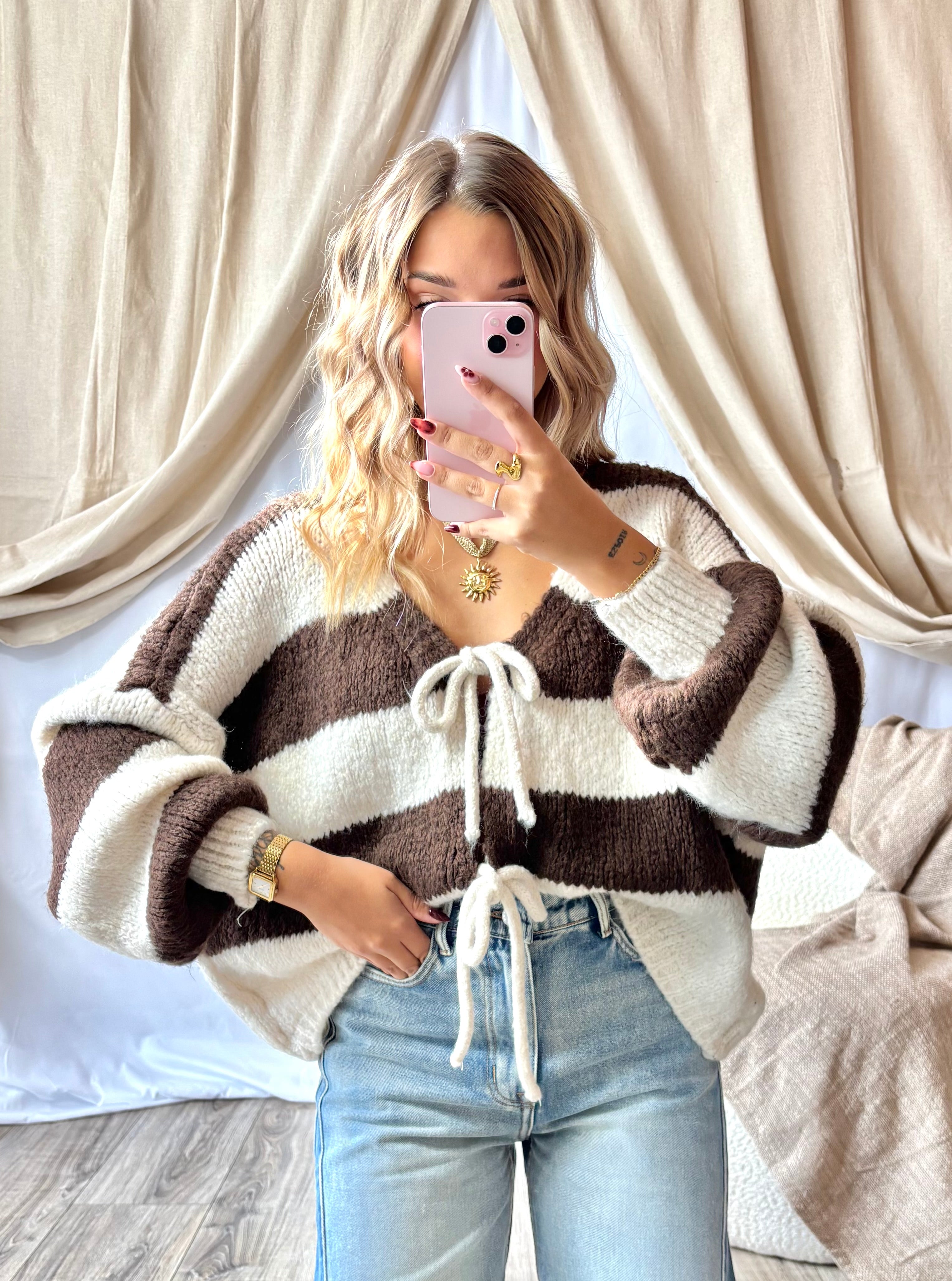 Gilet Noeud Chocolat&Creme