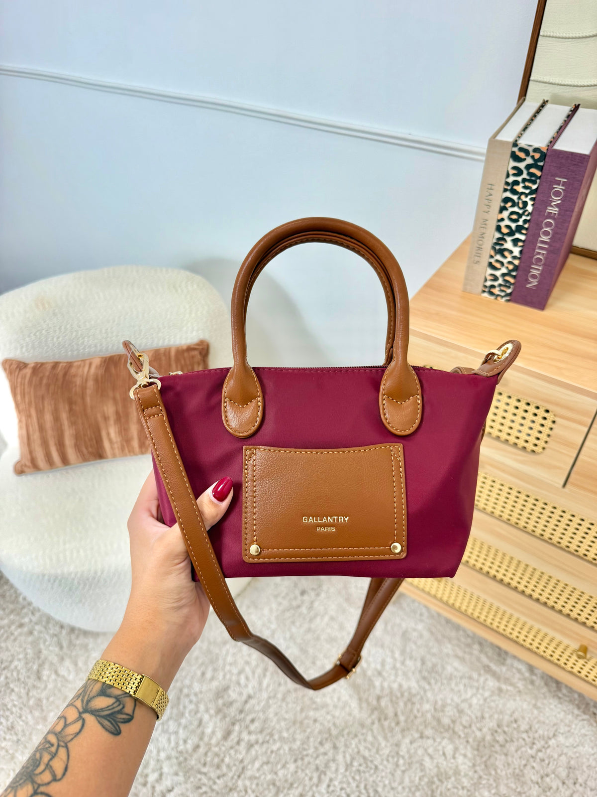 Sac à main poche avant Gallantry Bordeaux