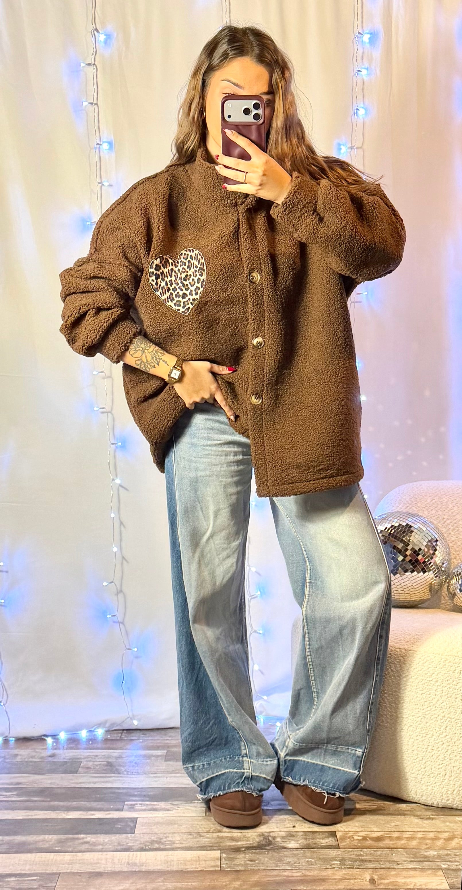 Veste Cœur Teddy Chocolat