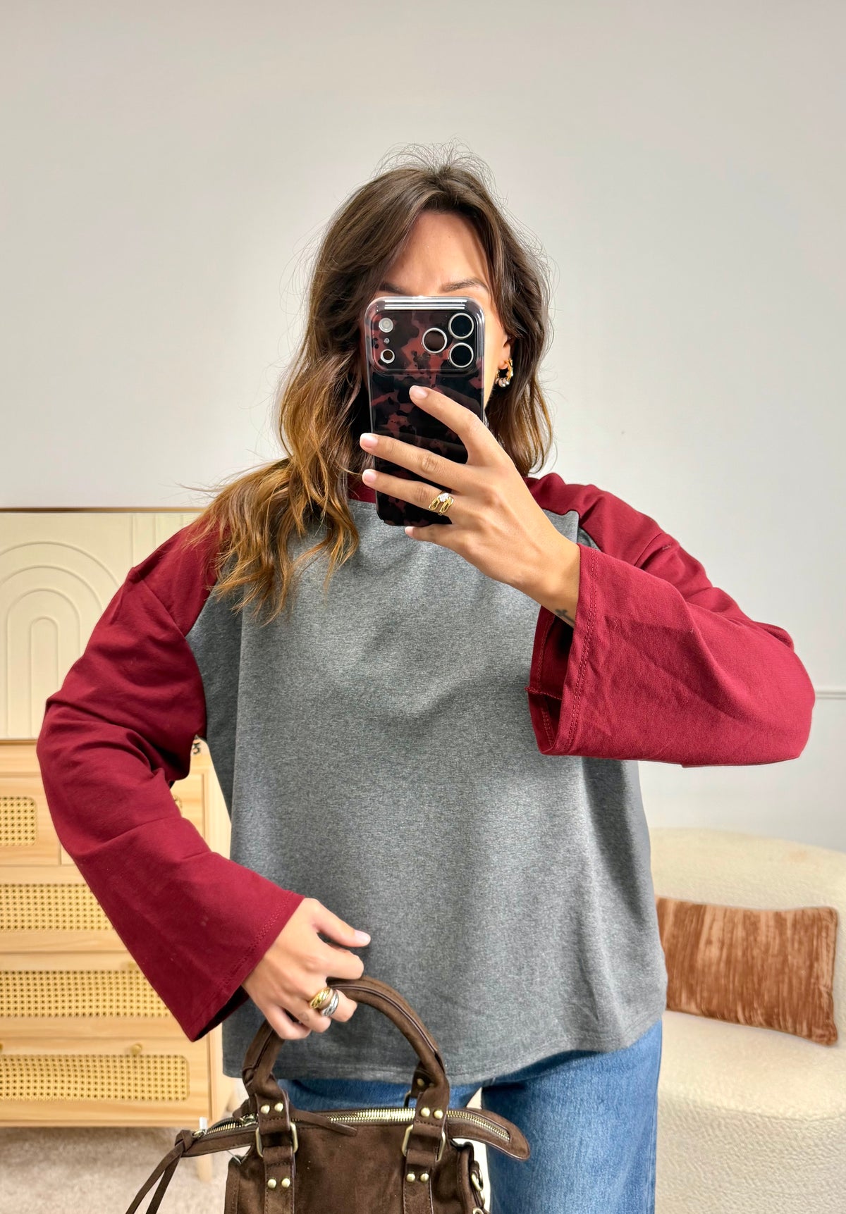 T-shirt Américain Bordeaux