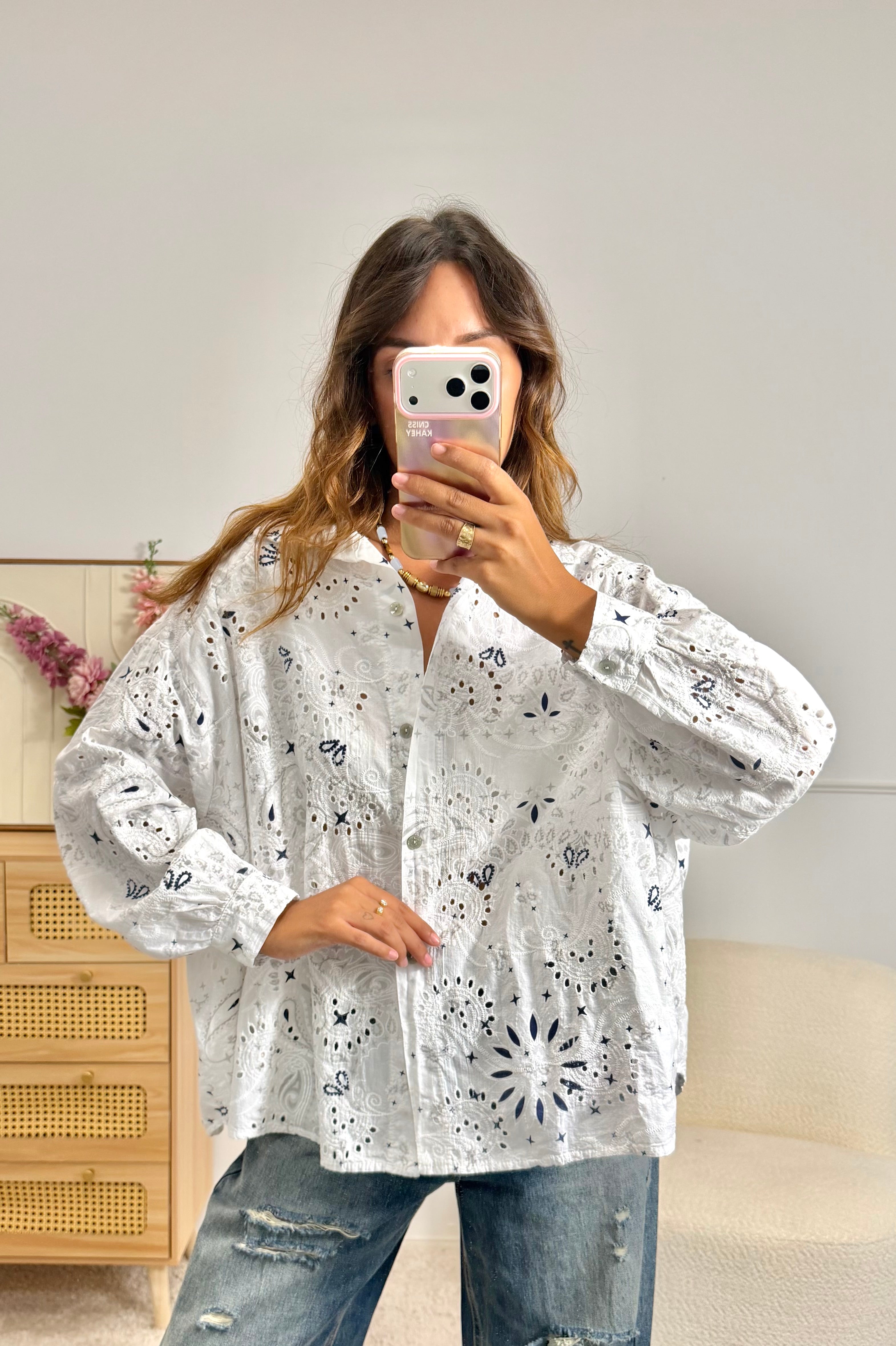 Chemise Mandala Brodé blanche