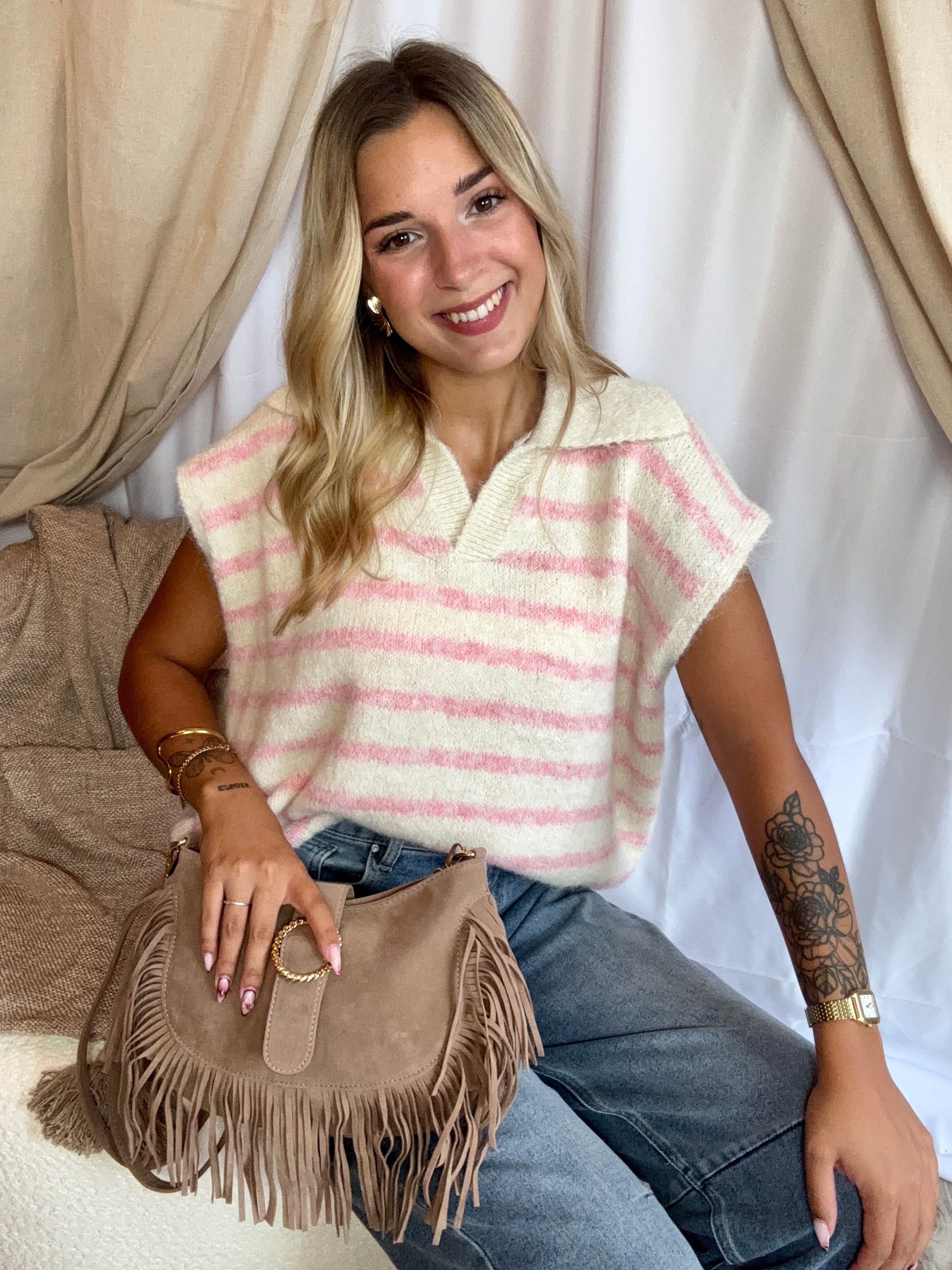 Pull sans Manches Rose