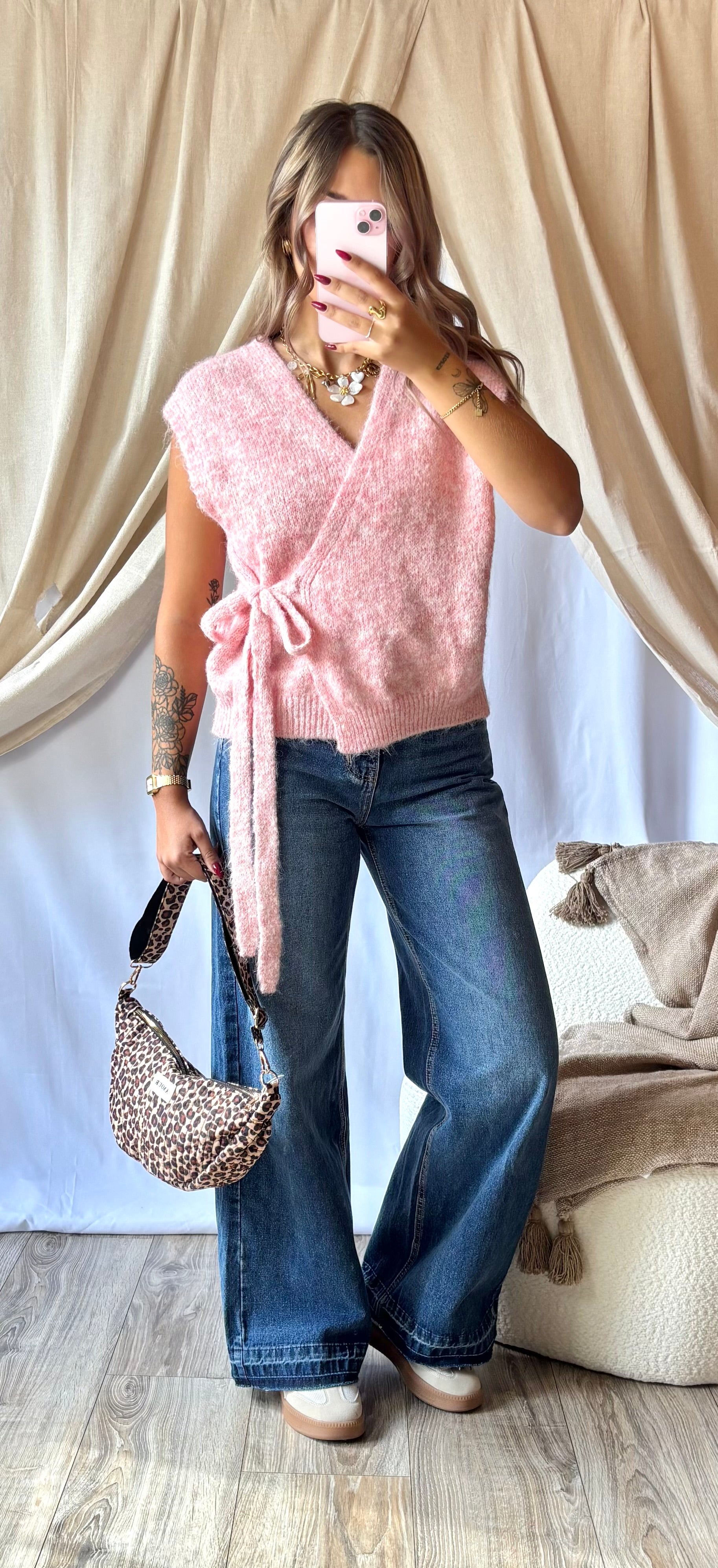 Gilet Cache-Coeur Rose