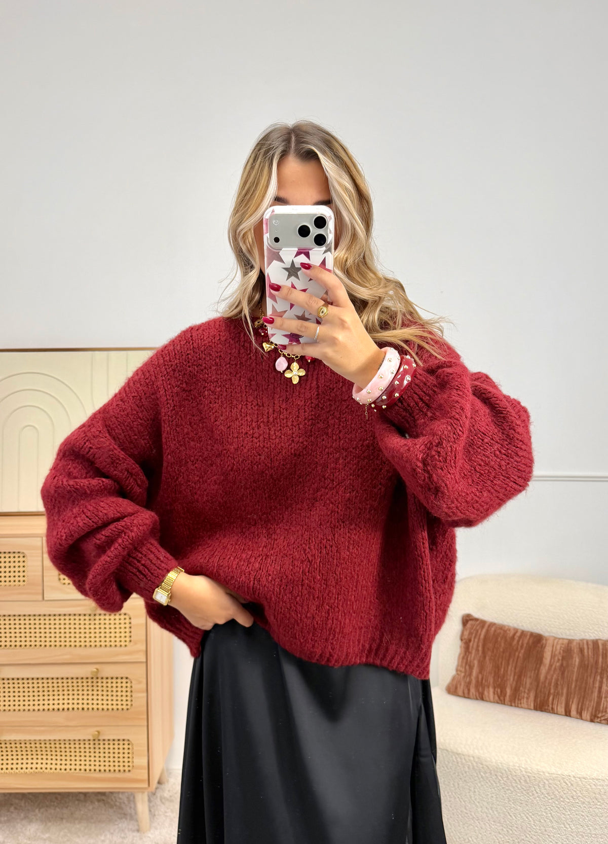 Gilet Noeud Doux Bordeaux