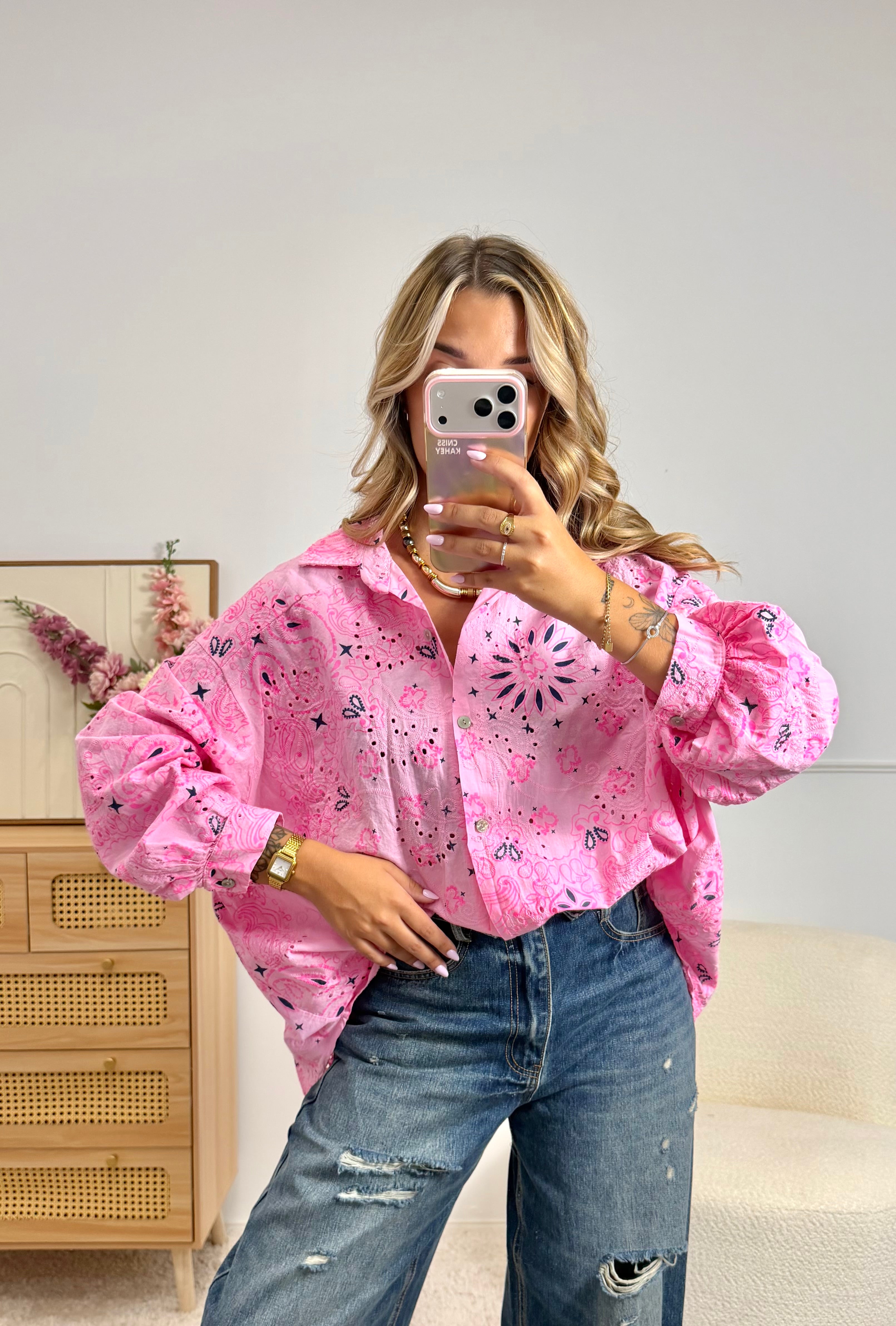 Chemise Mandala Brodé rose