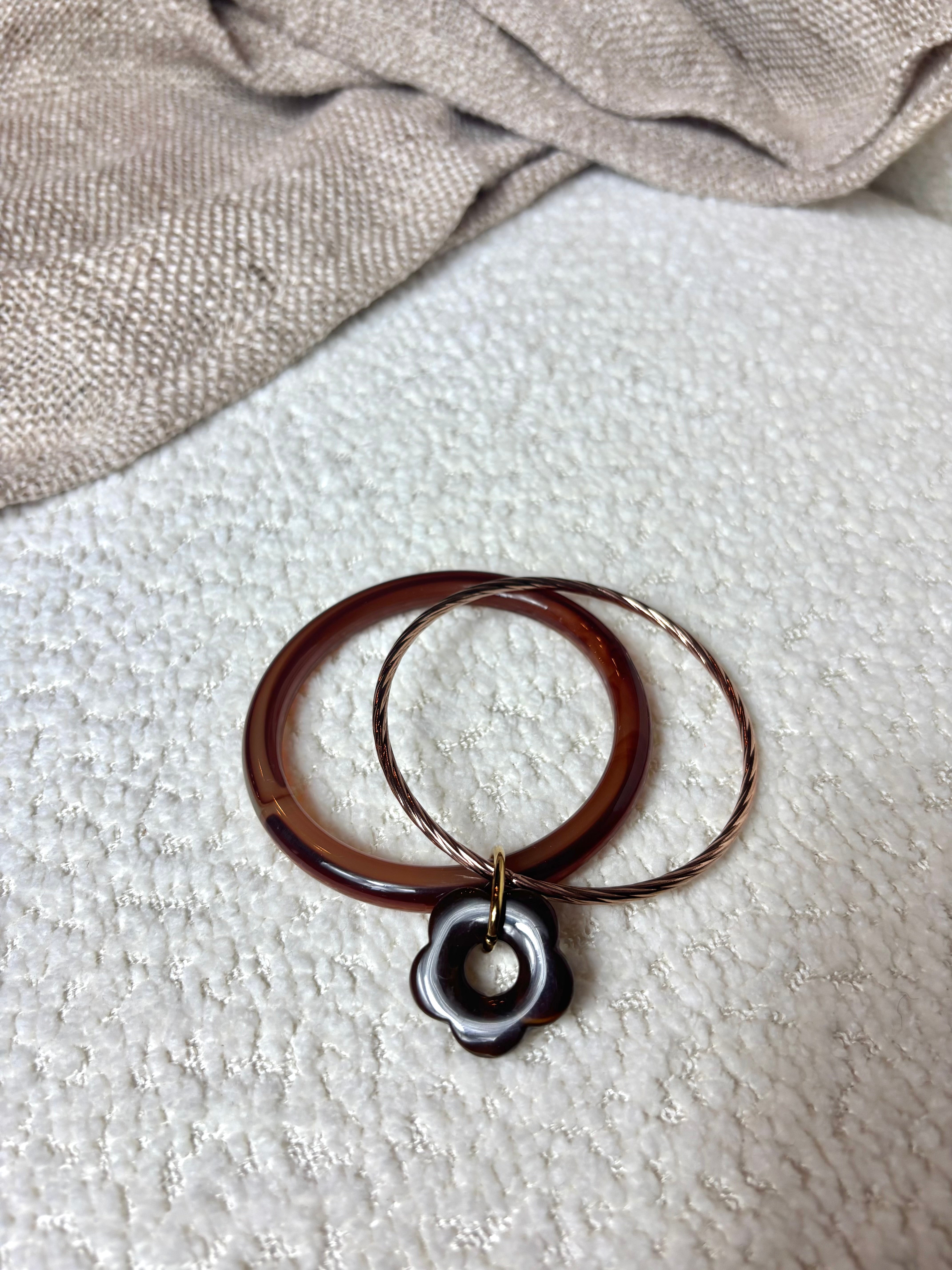 Bracelet Jonc Fleur Chocolat