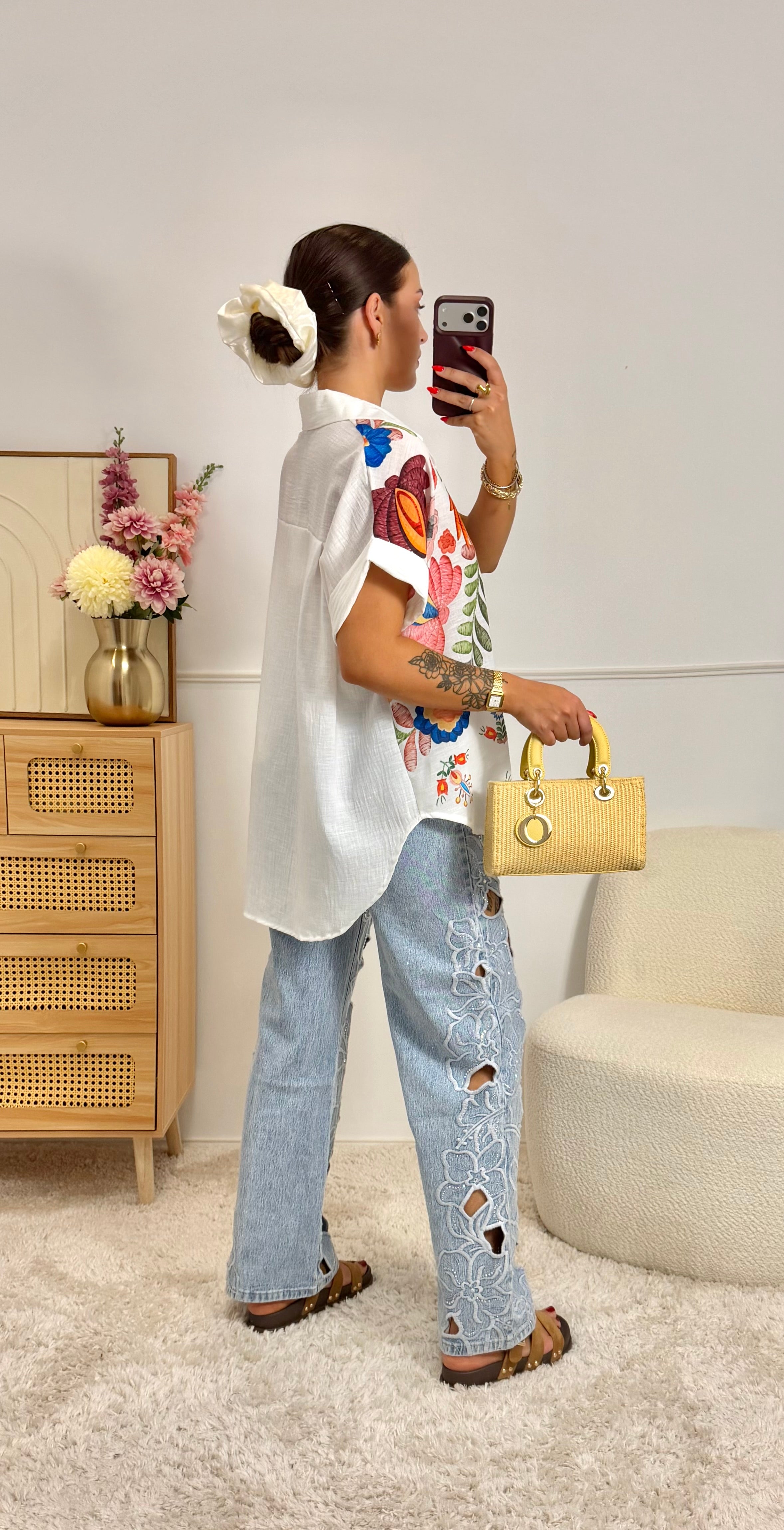 Chemise Fleurie 100% Coton