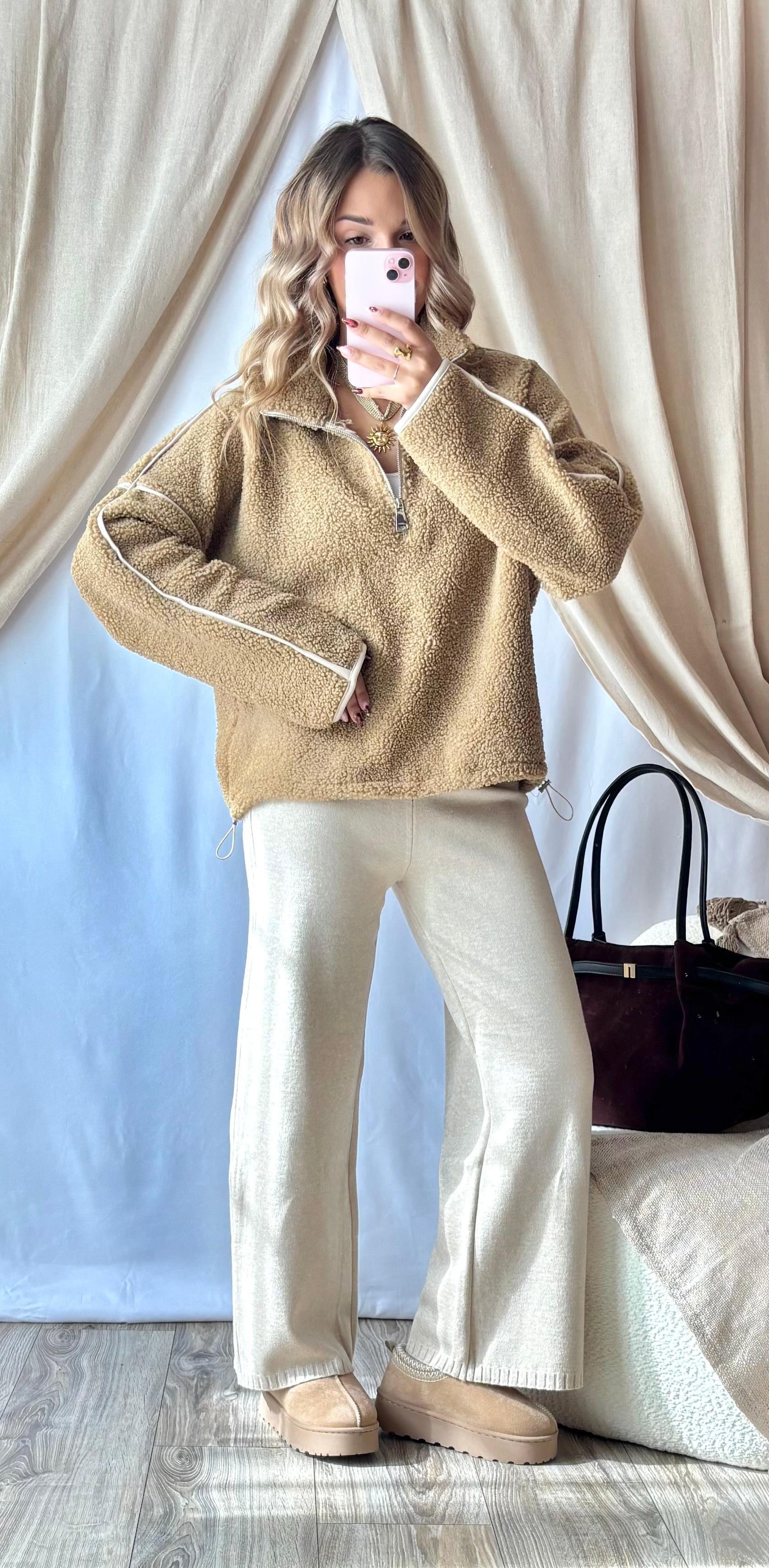 Pantalon en Maille Beige