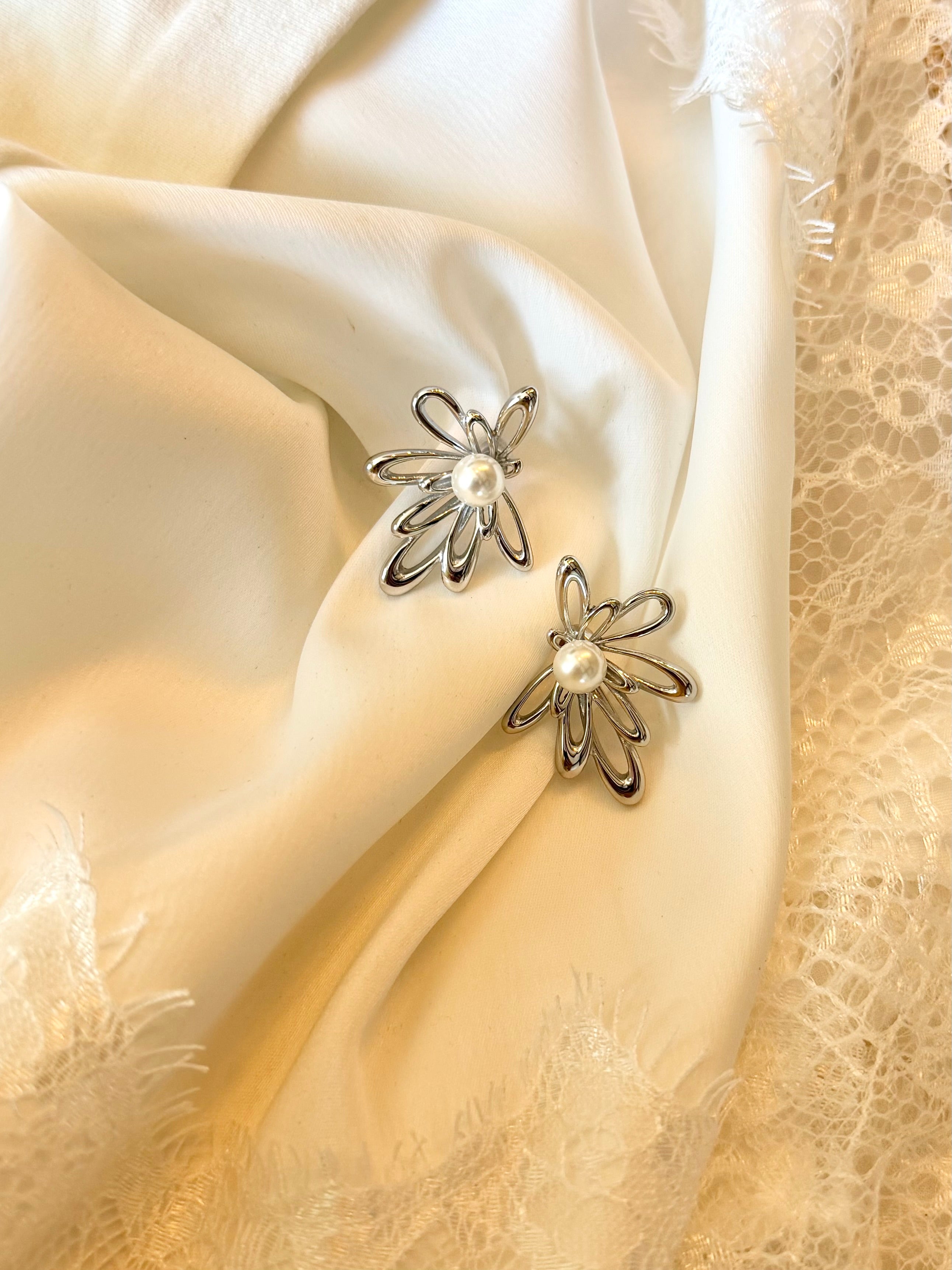 Boucles D'oreilles Fleur & Perle