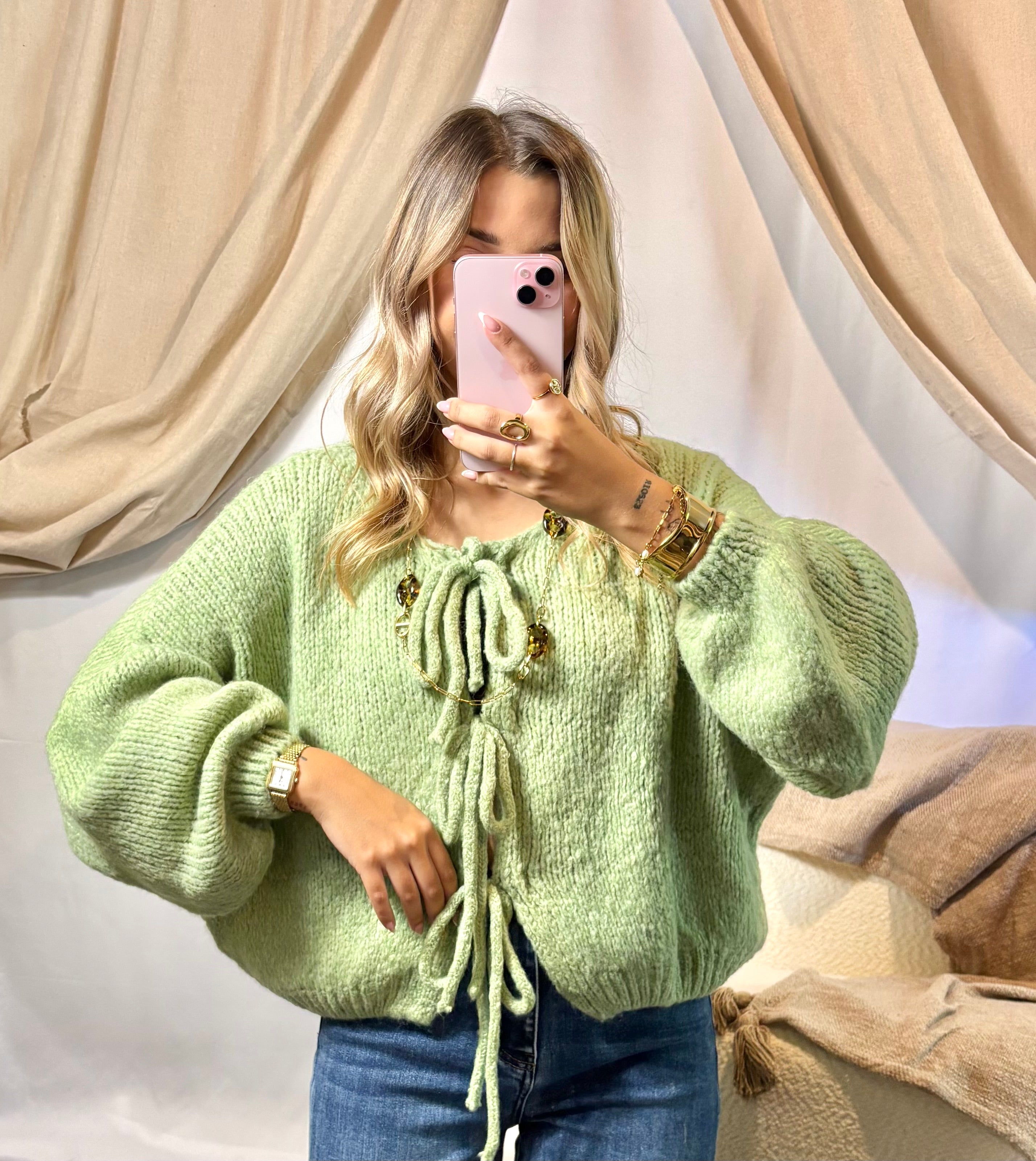 Gilet Noeud Pistache