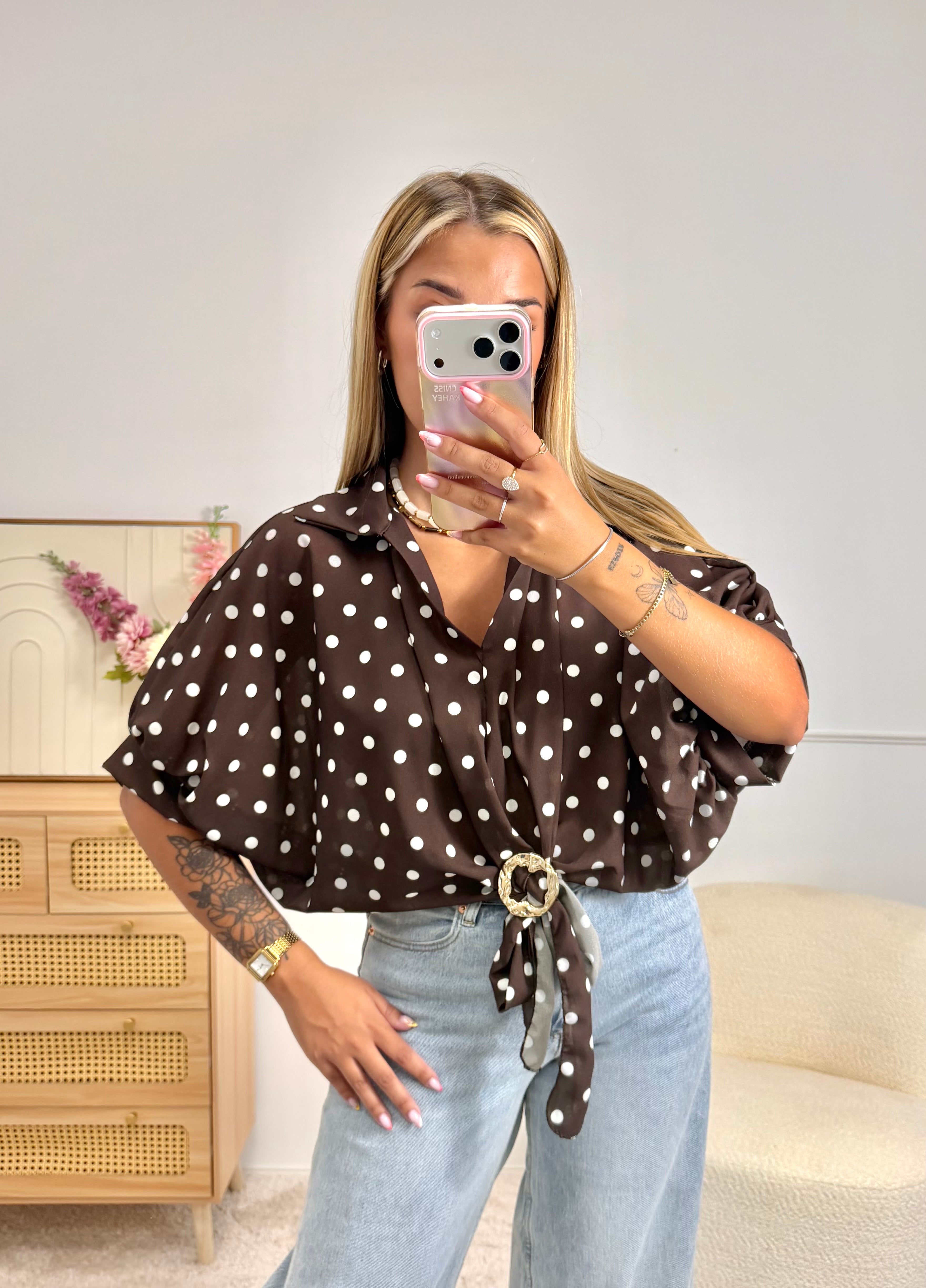 Blouse Pois & Bijoux choco