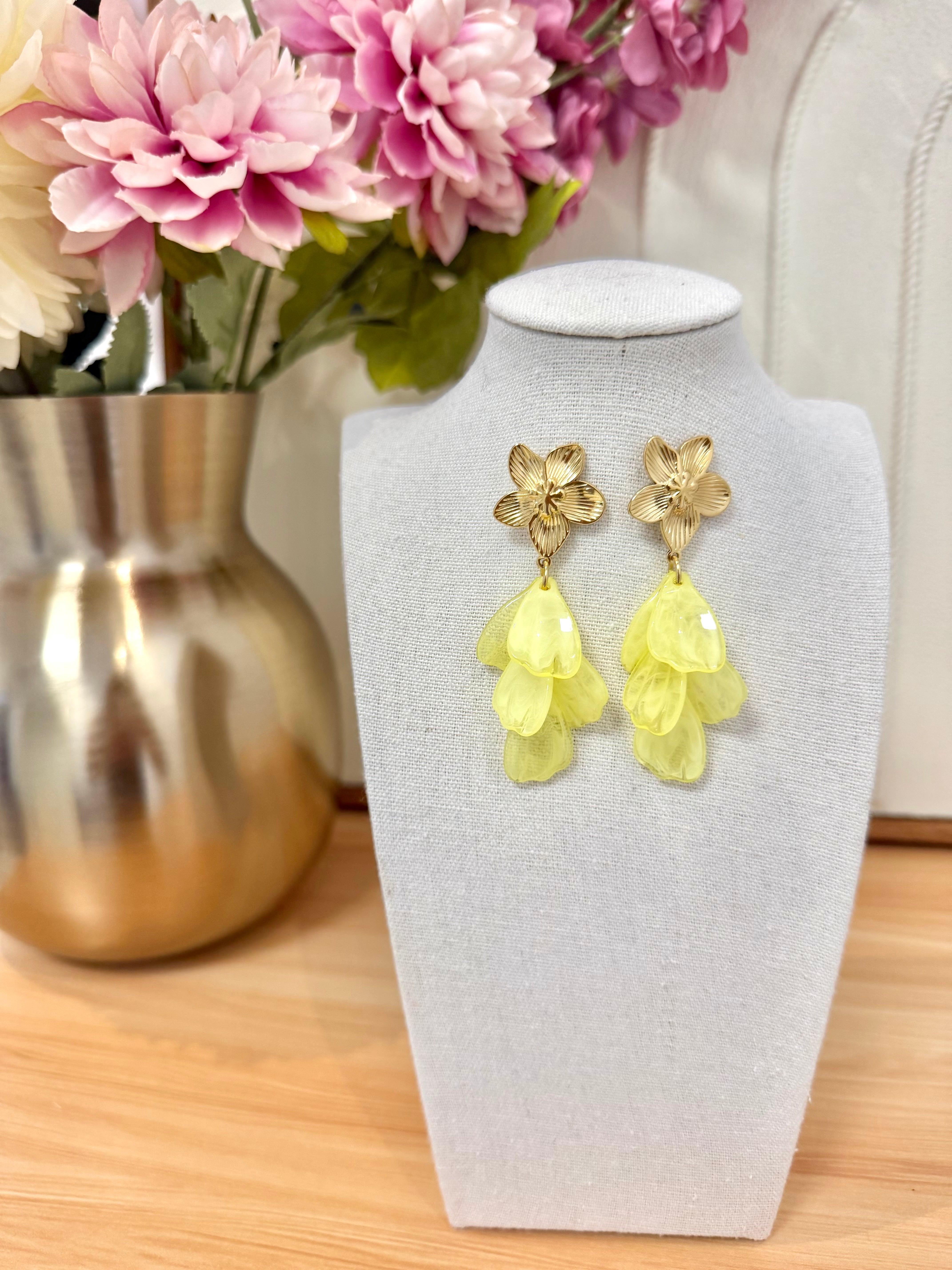 Boucles d’oreilles Pétales Jaune