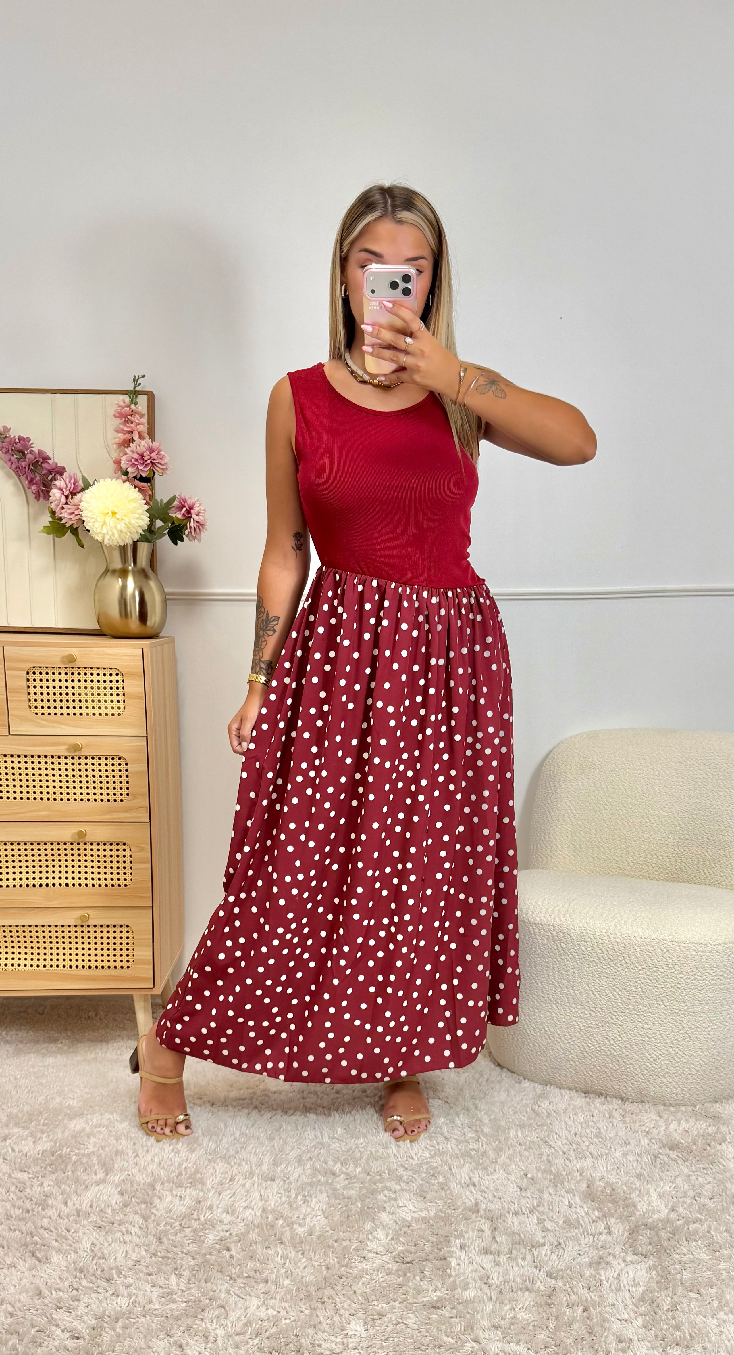 Robe Pois Bordeaux
