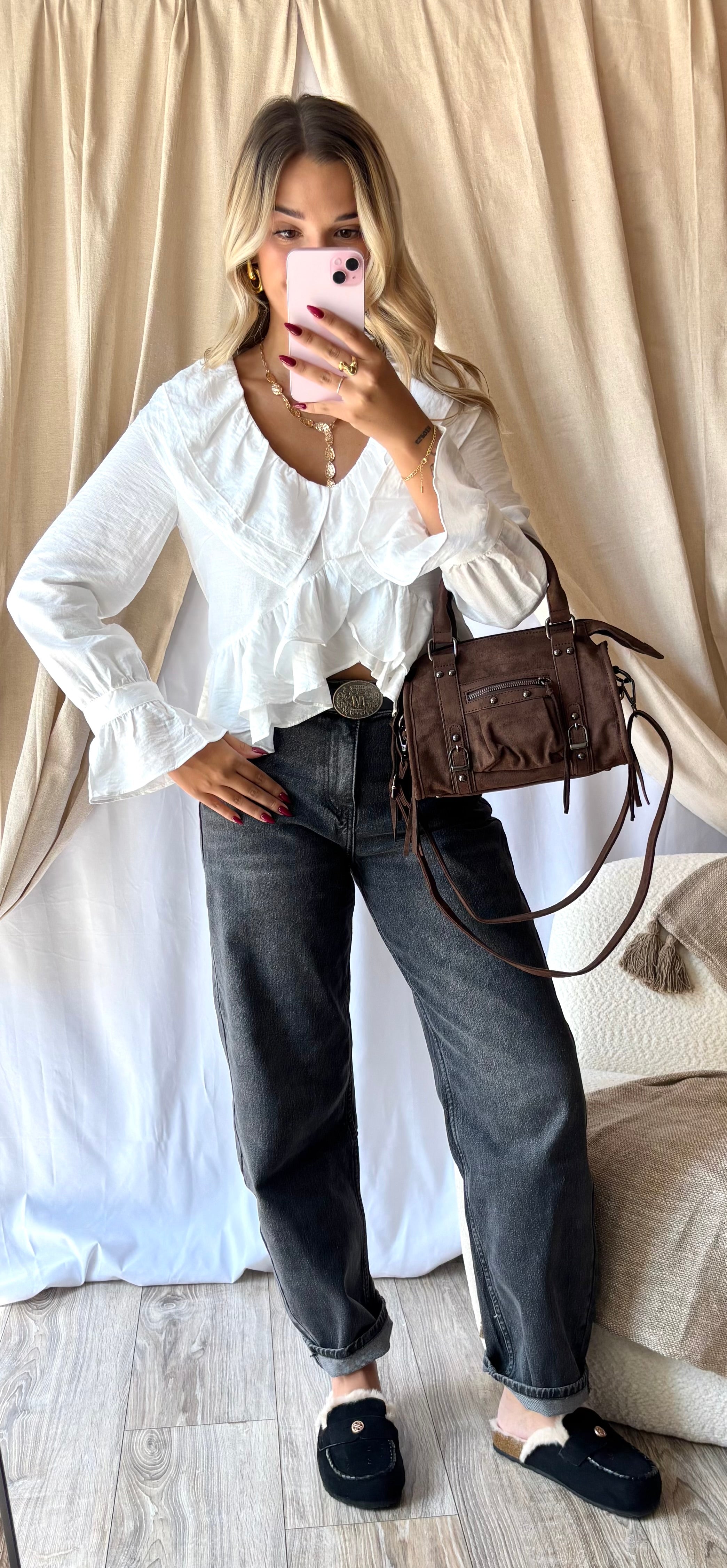 Blouse Volant Blanche