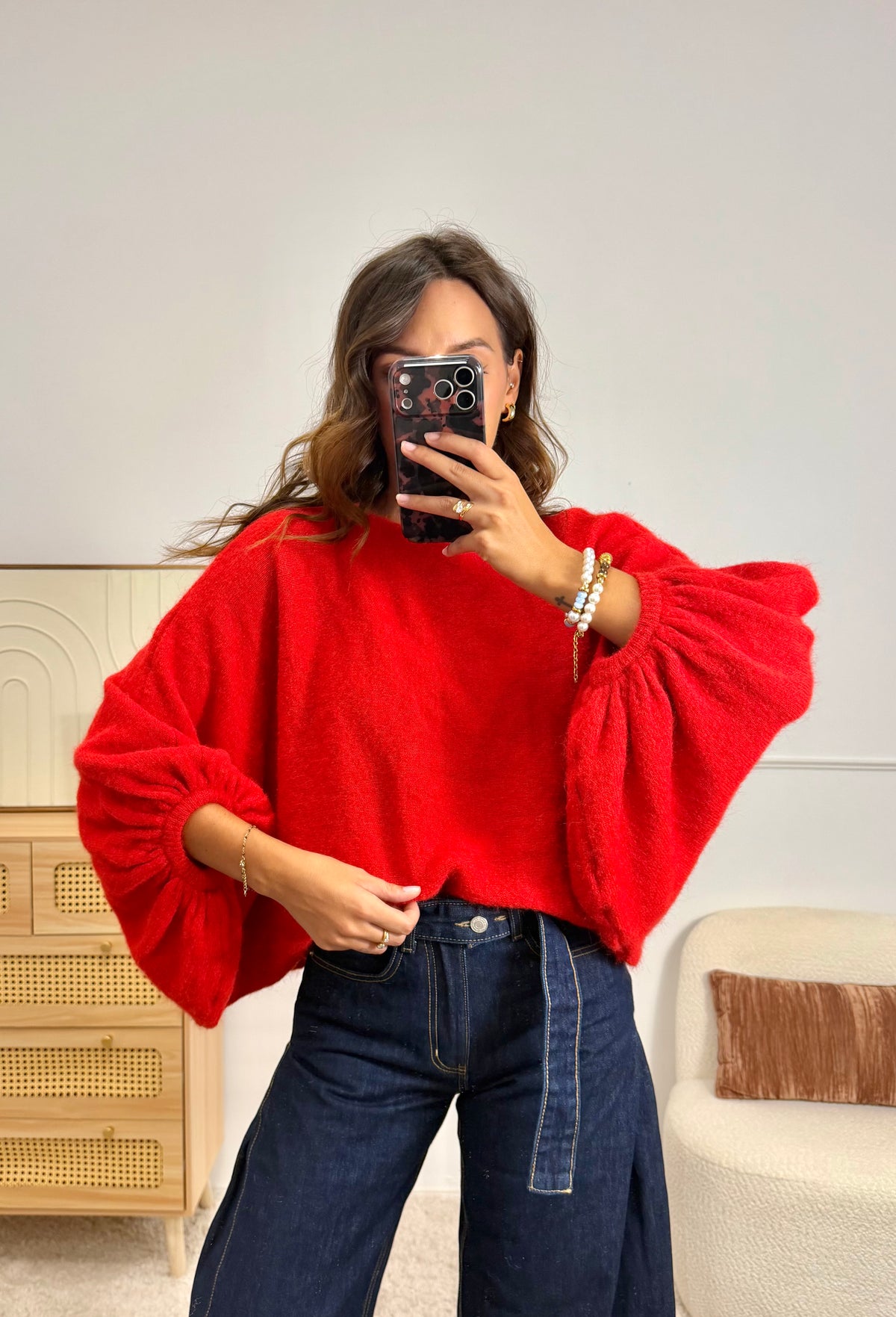 Pull manches ballon Rouge