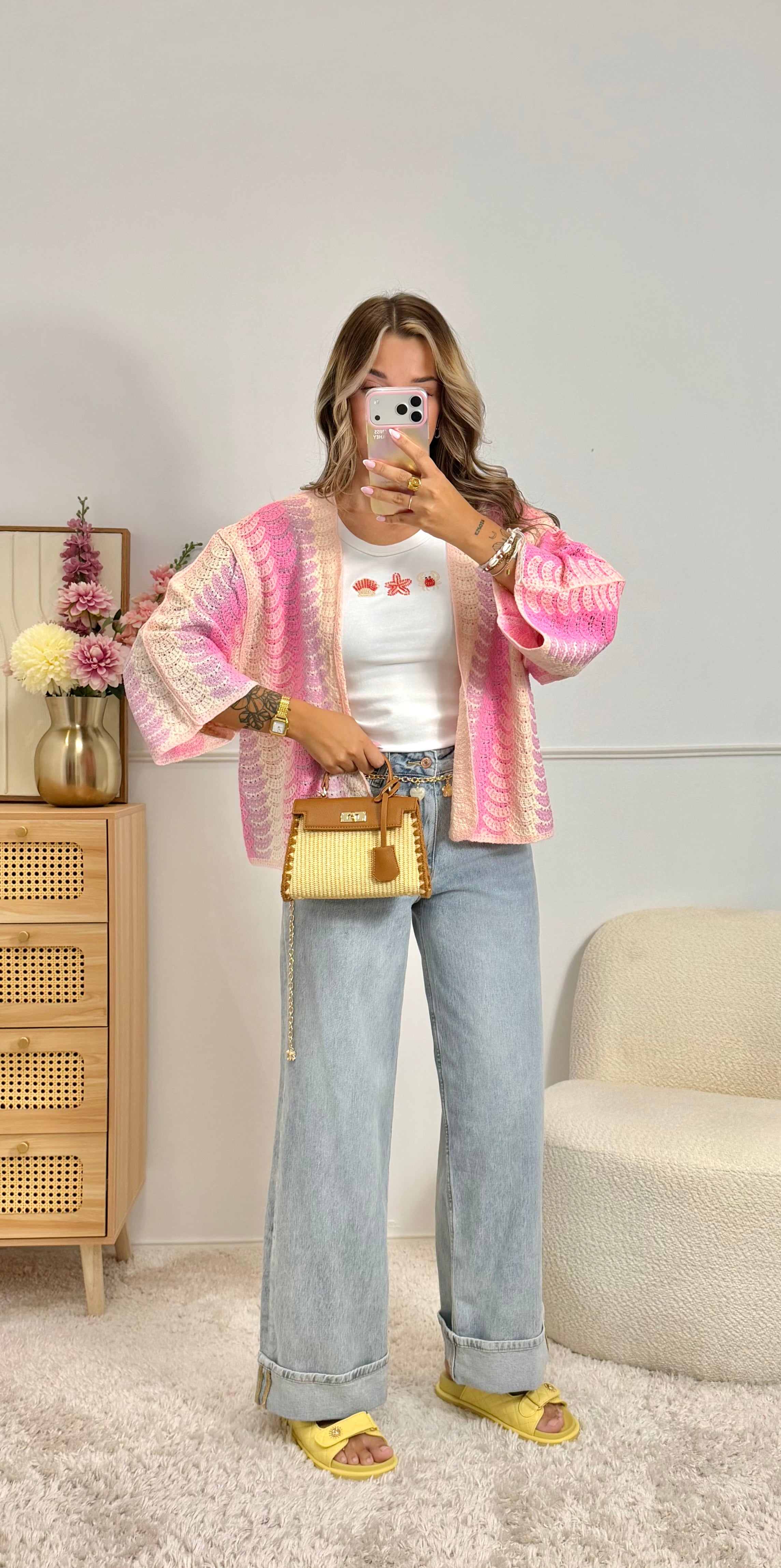Gilet Crochet Rose