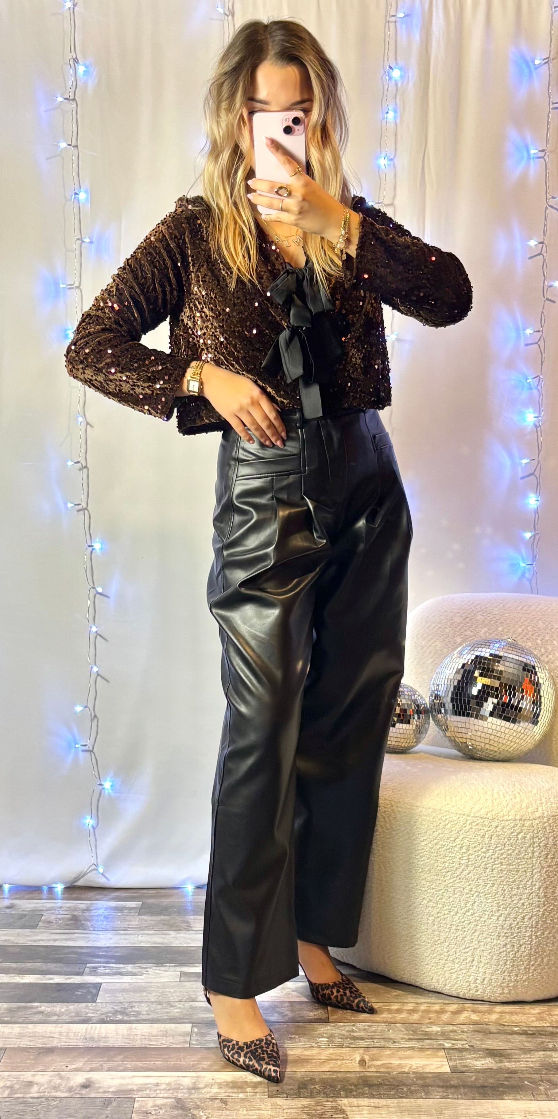 Pantalon Similicuir Noir