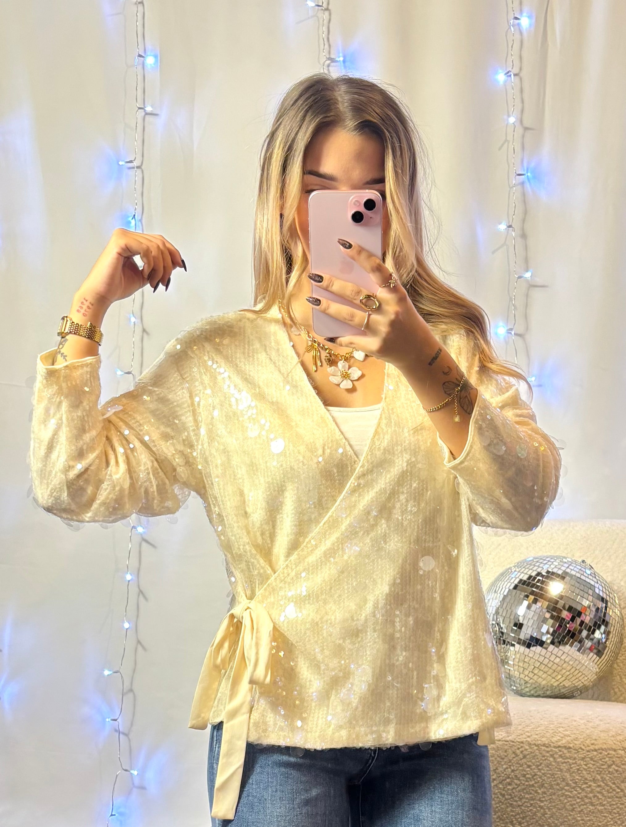 Blouse Cache-Coeur Sequins
