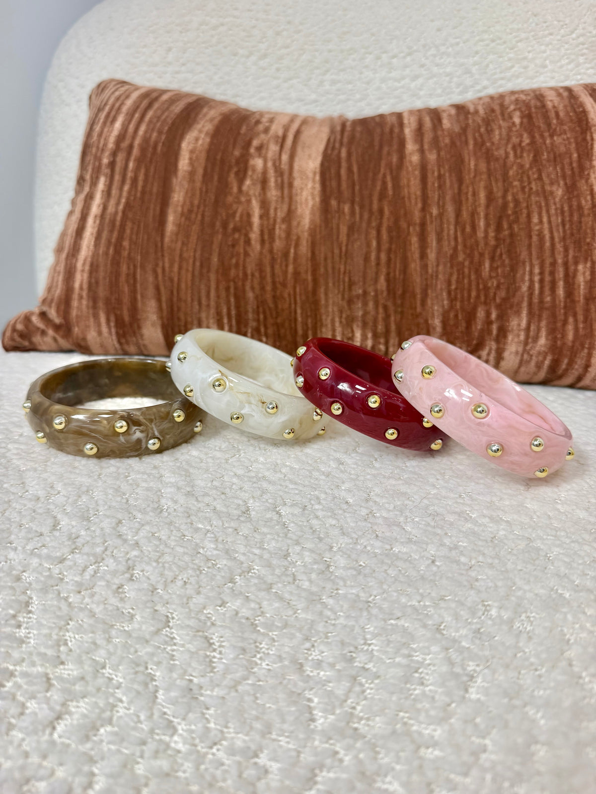 Jonc perle doré Rose / Beige / Bordeaux ou Chocolat