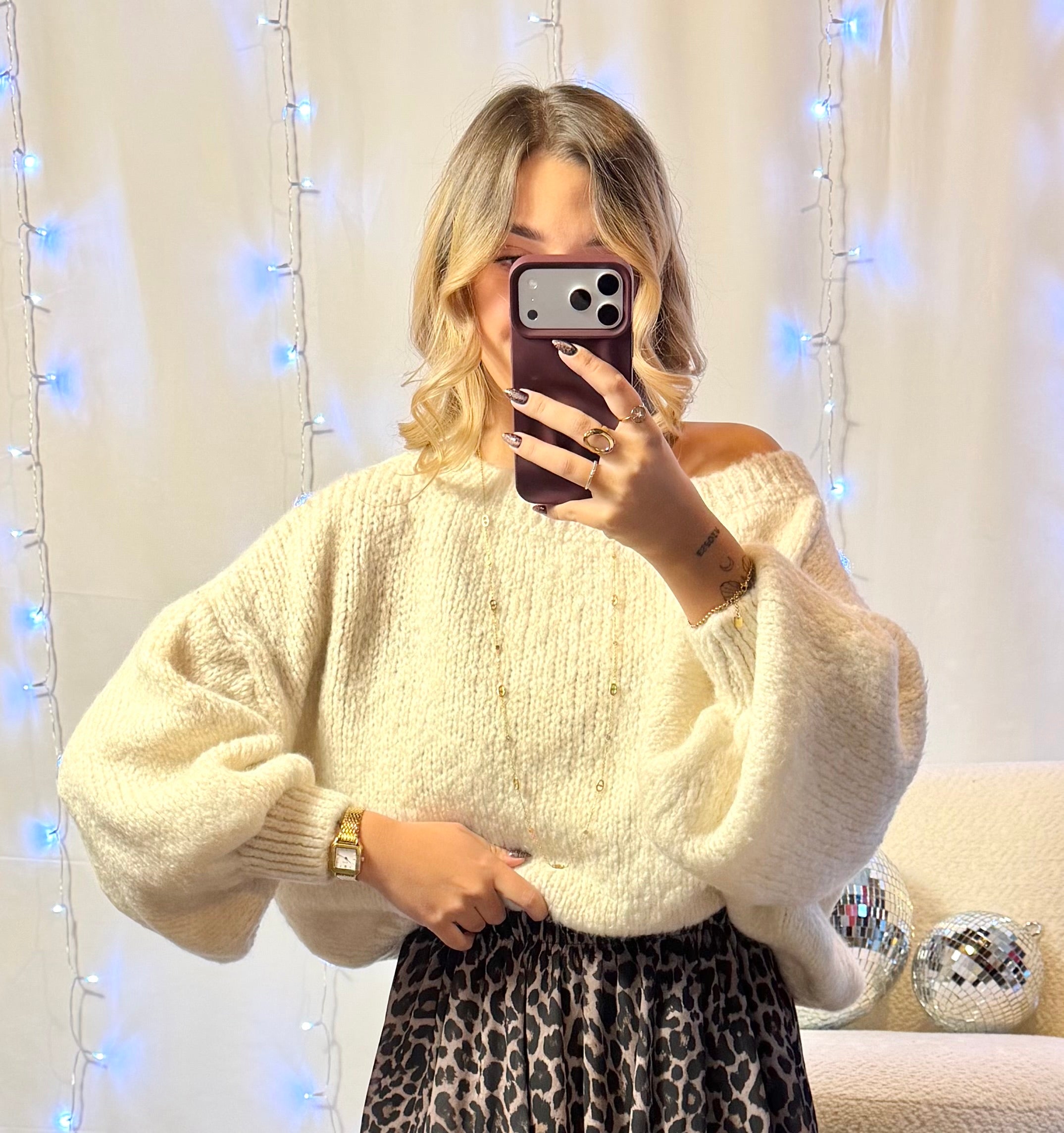 Pull Épaule Dénudée Crème