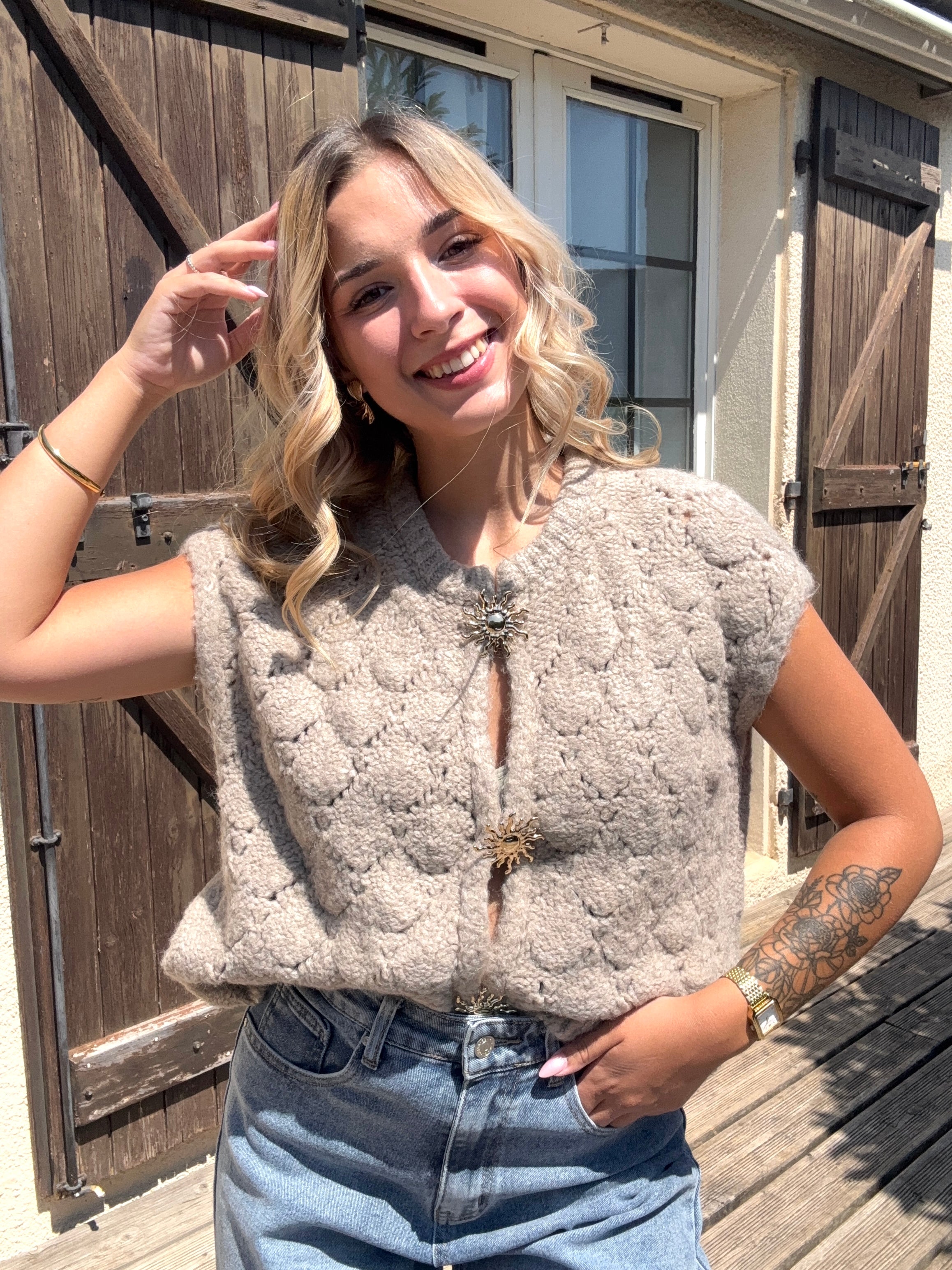 Pull Bijoux Soleil Beige