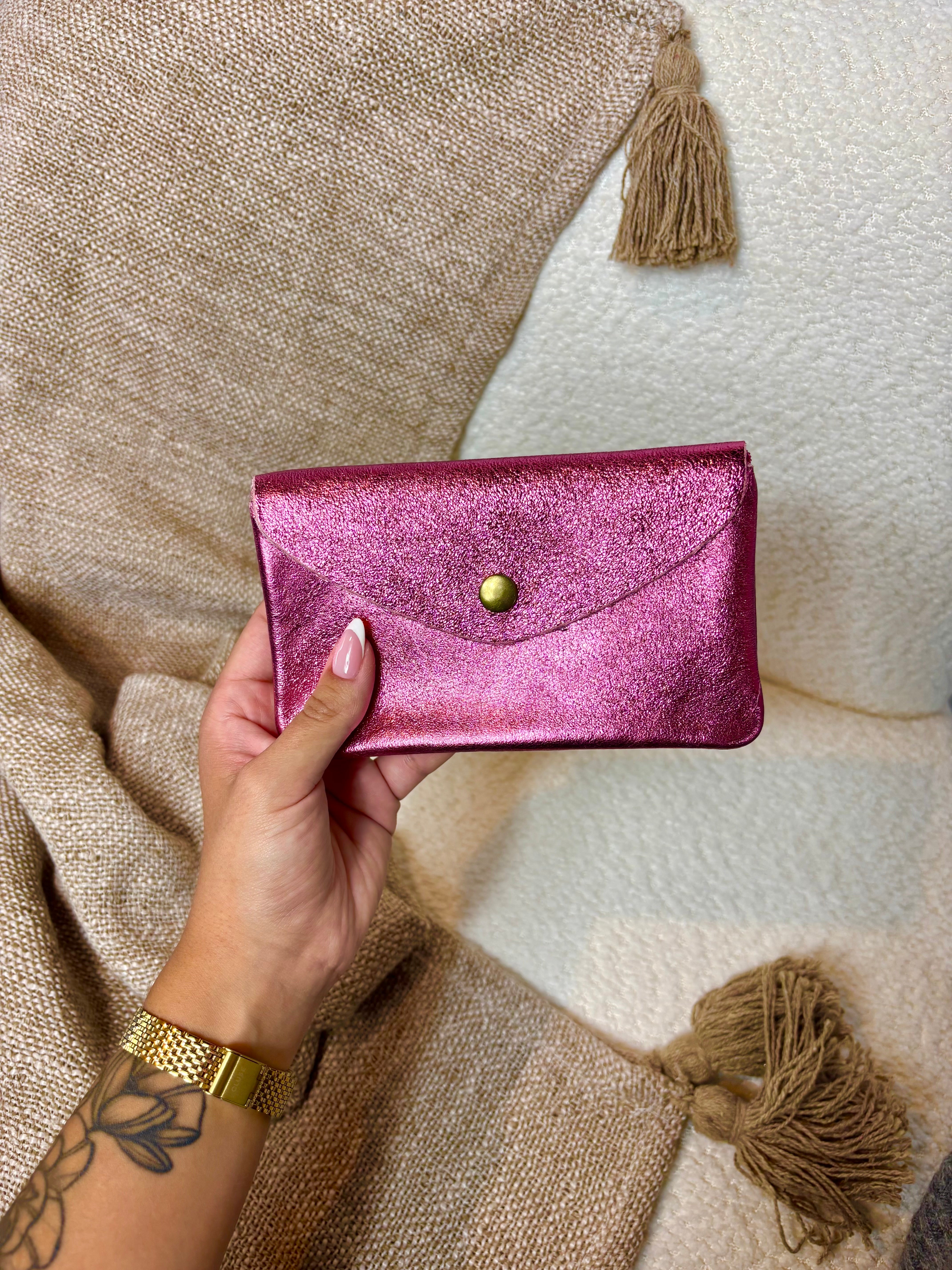 Porte Feuille 100% Cuir Rose