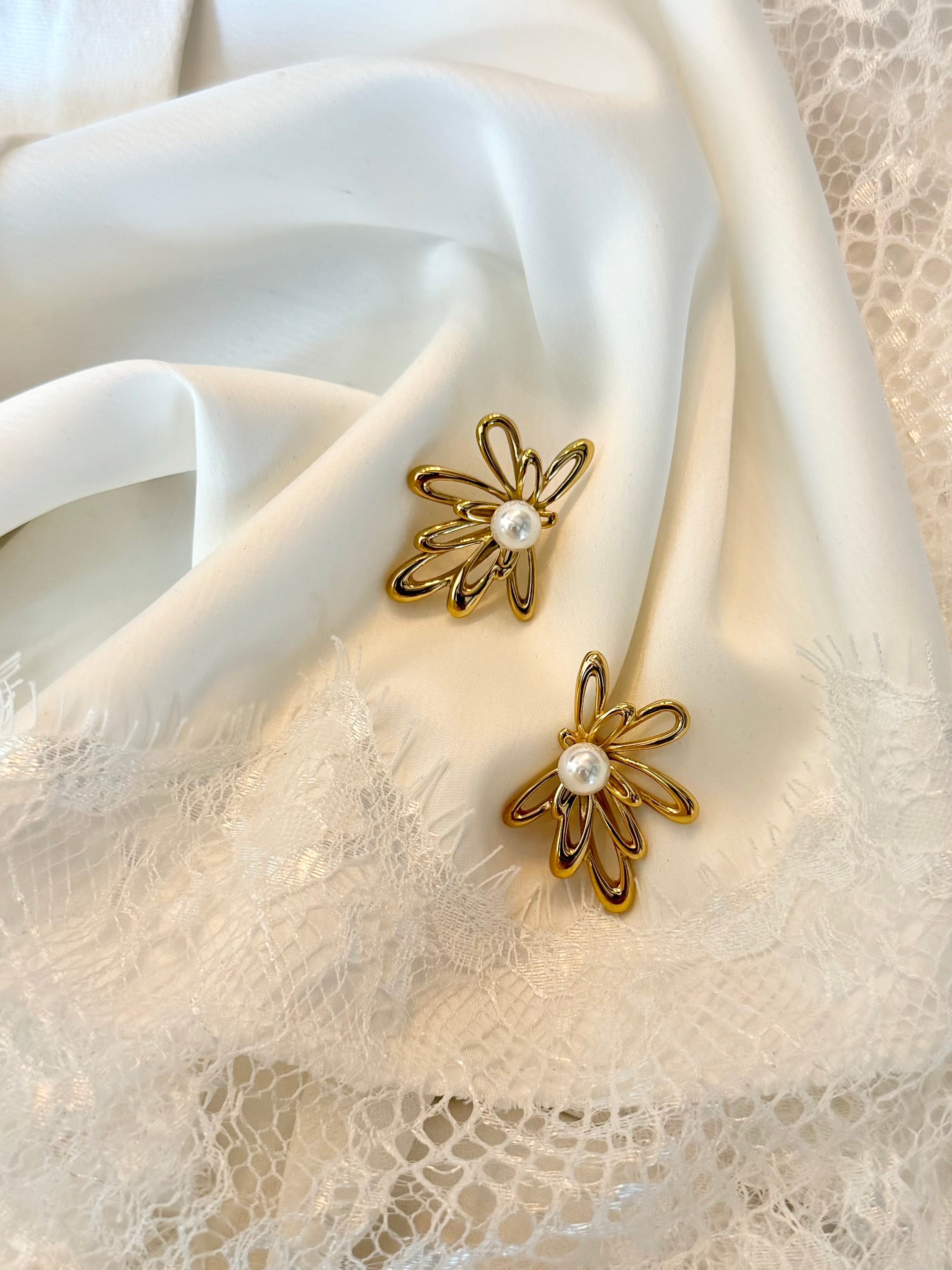 Boucles D'oreilles Fleur & Perle
