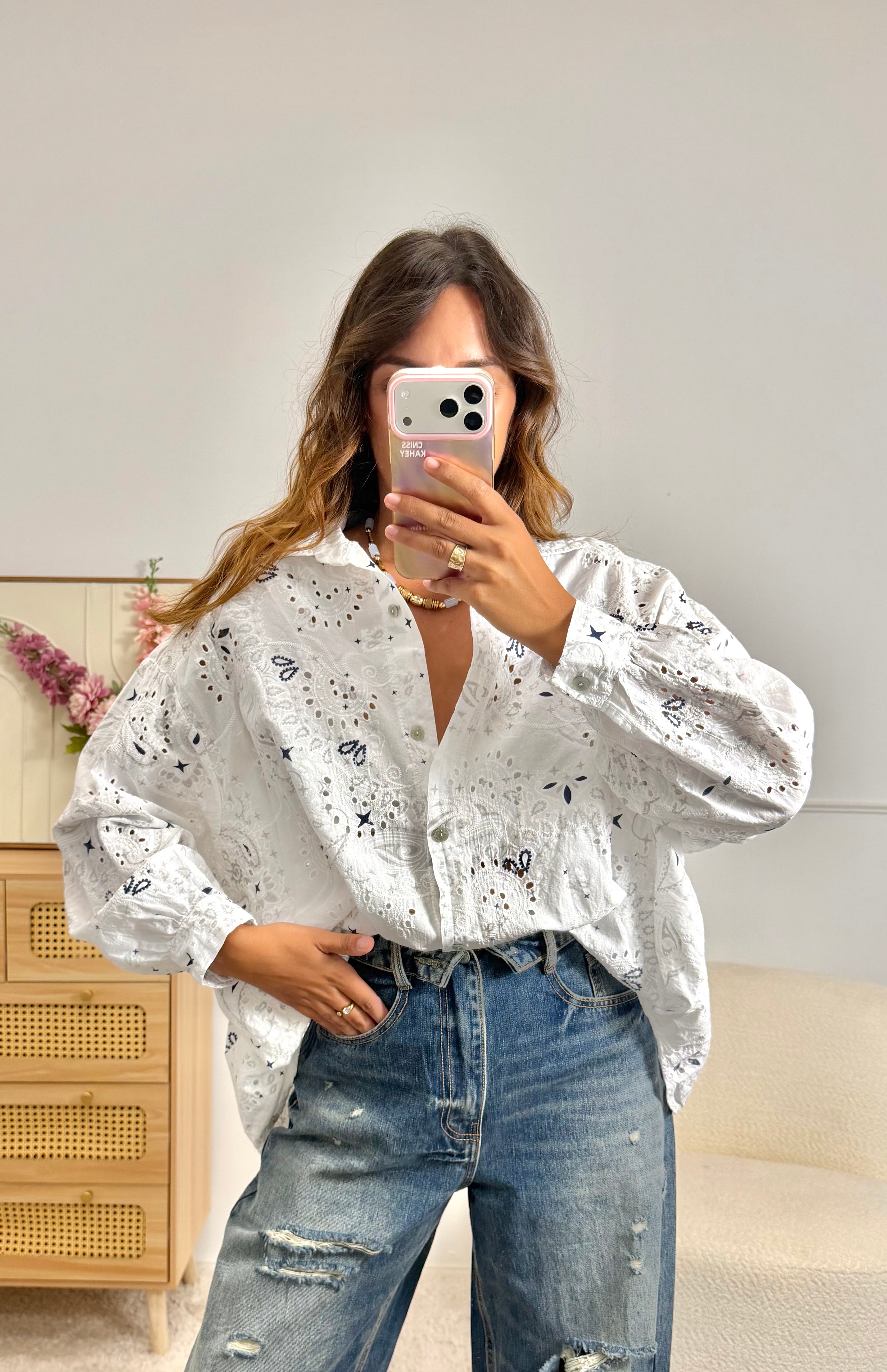 Chemise Mandala Brodé blanche