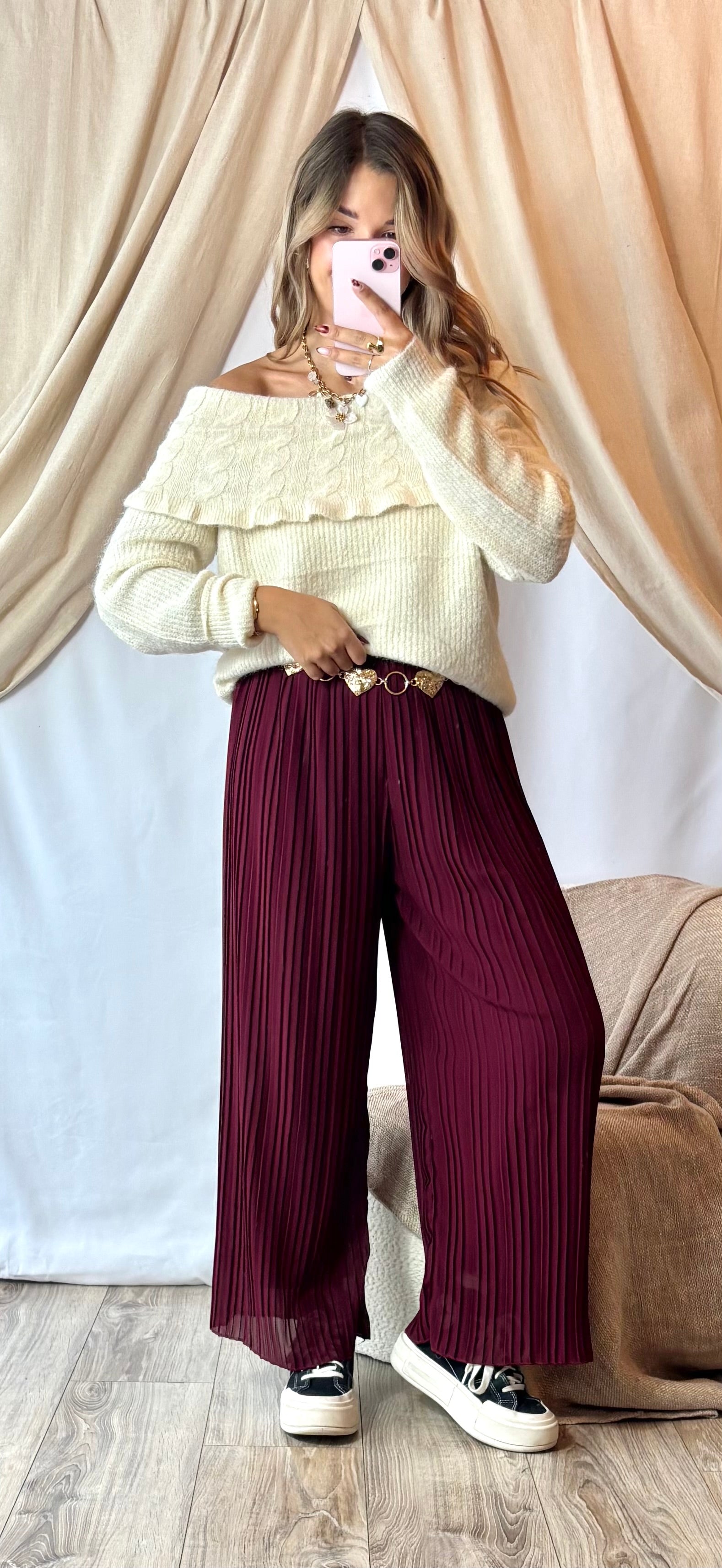 Pull Col Bardot Beige