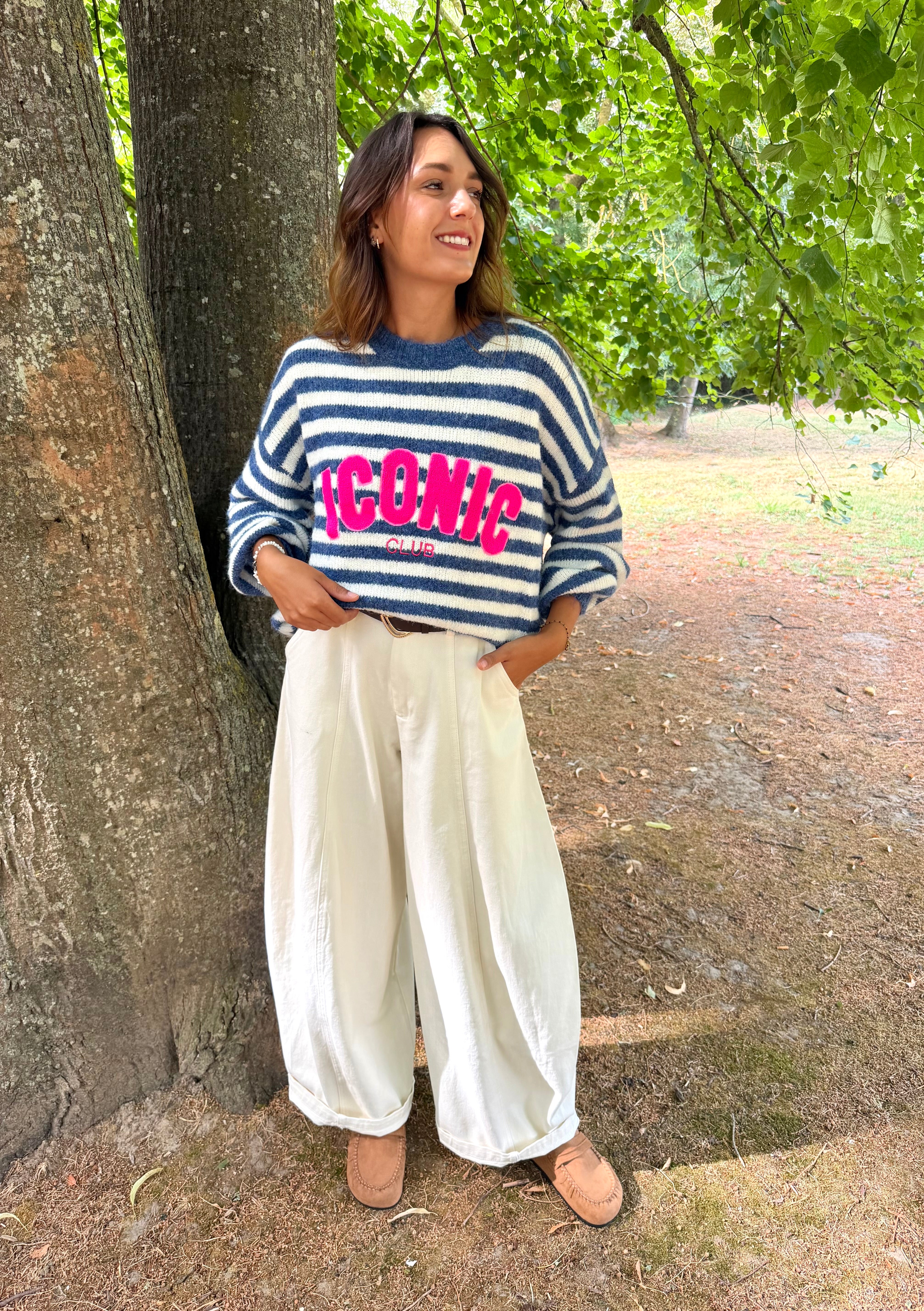 Pull ICONIC Rayé bleu