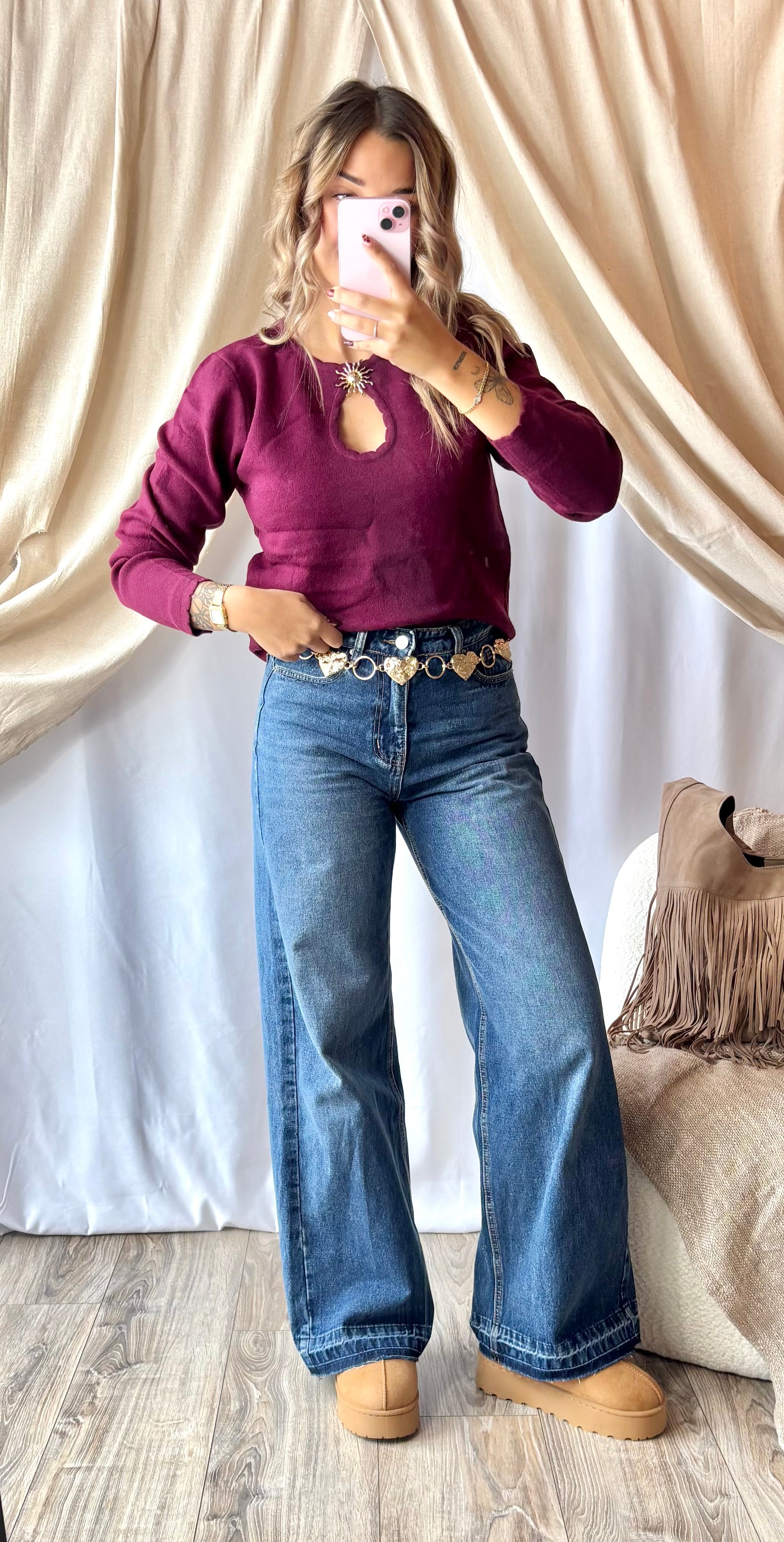 Pull Bijoux Soleil Bordeaux