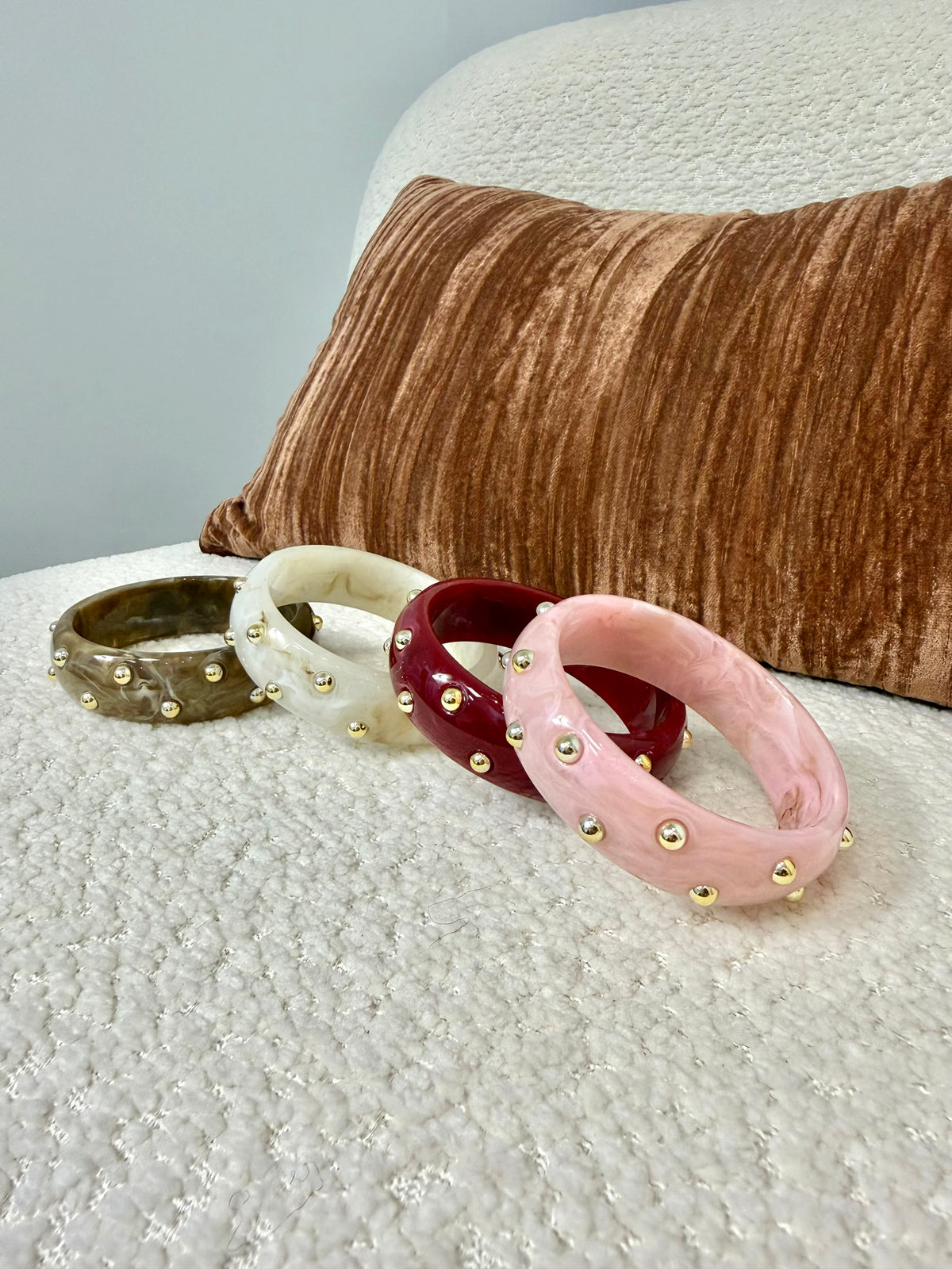 Jonc perle doré Rose / Beige / Bordeaux ou Chocolat