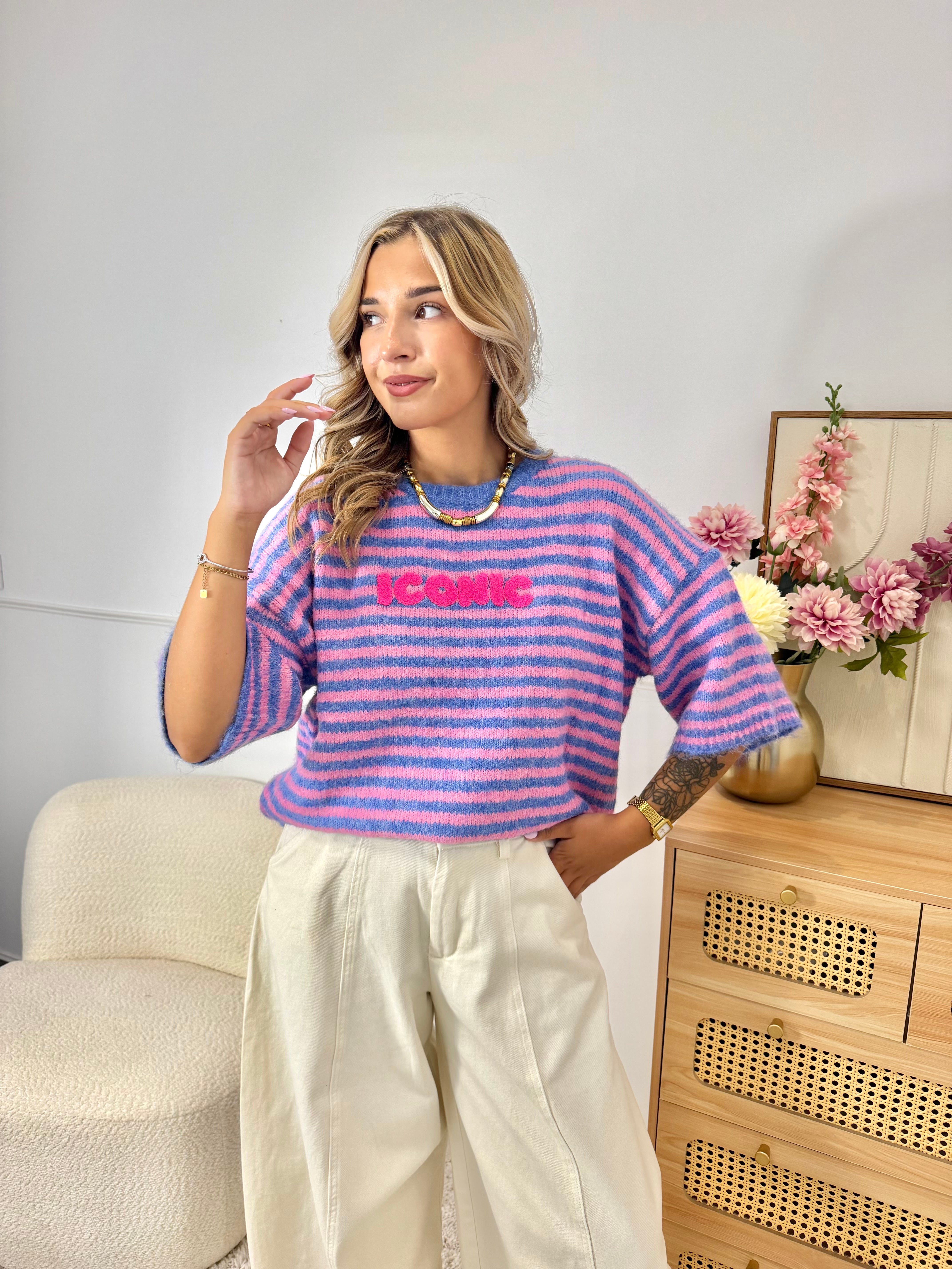 Pull manches courtes ICONIC bleu