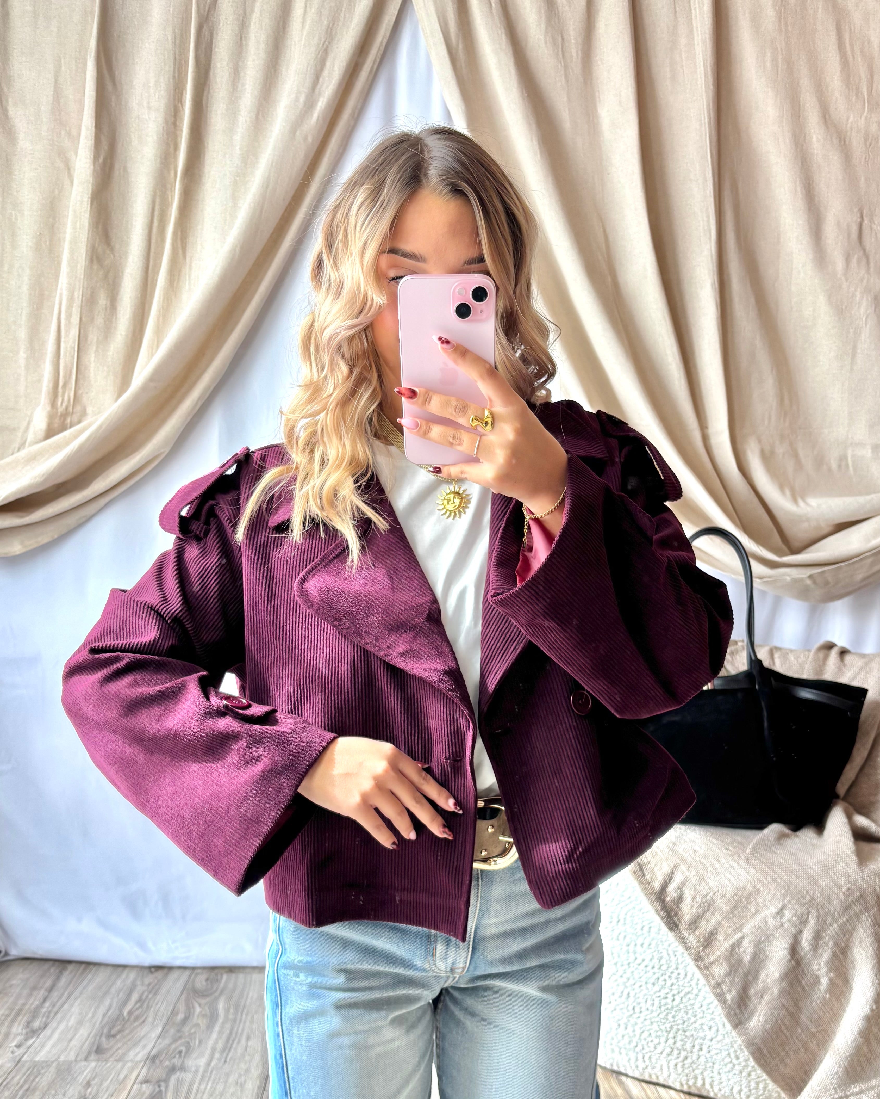 Veste Velours Côtelé Bordeaux