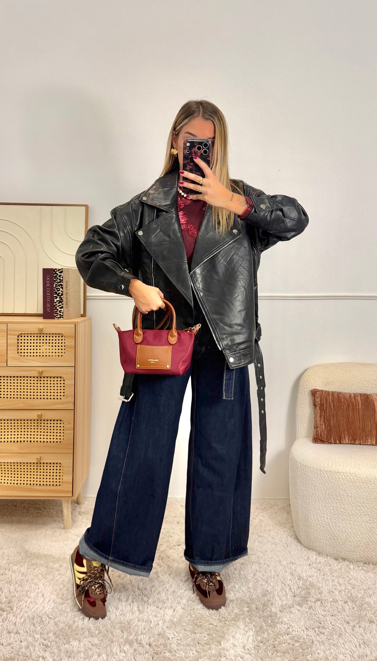 Veste Perfecto similicuir noir & ceinture