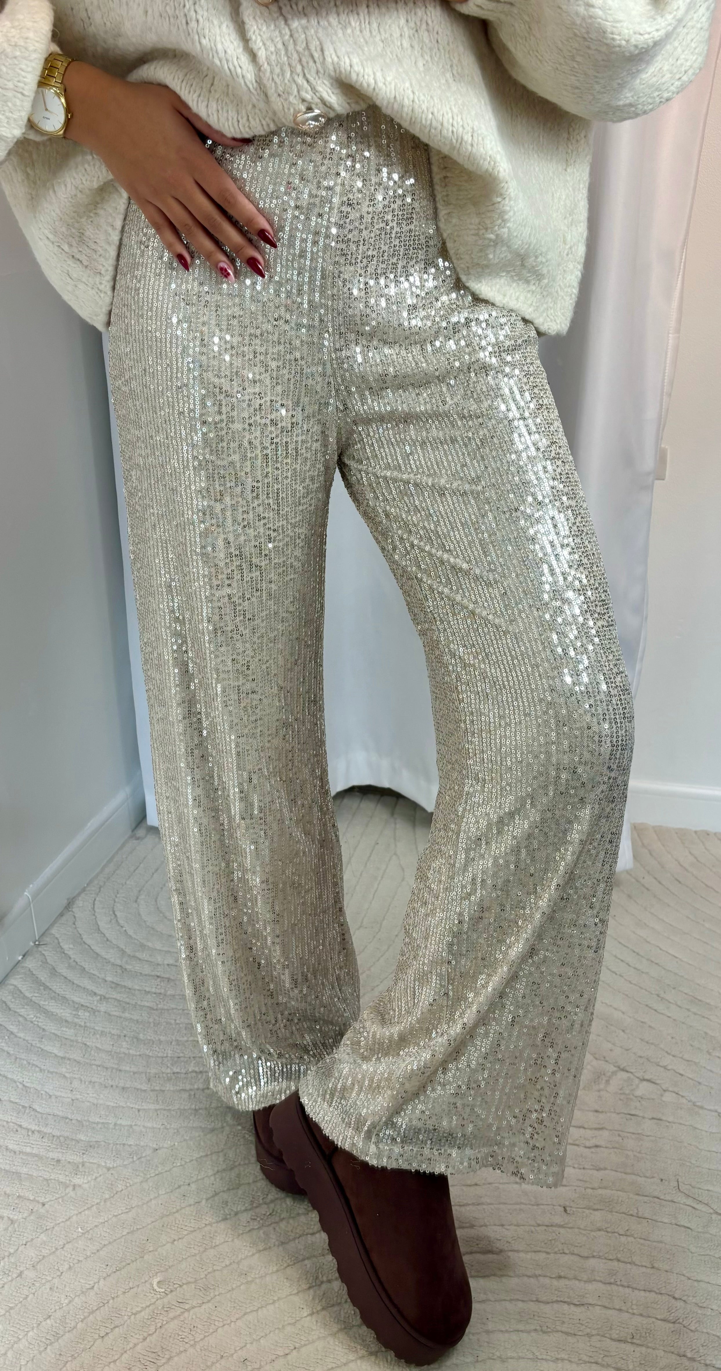 Pantalon Sequin doré