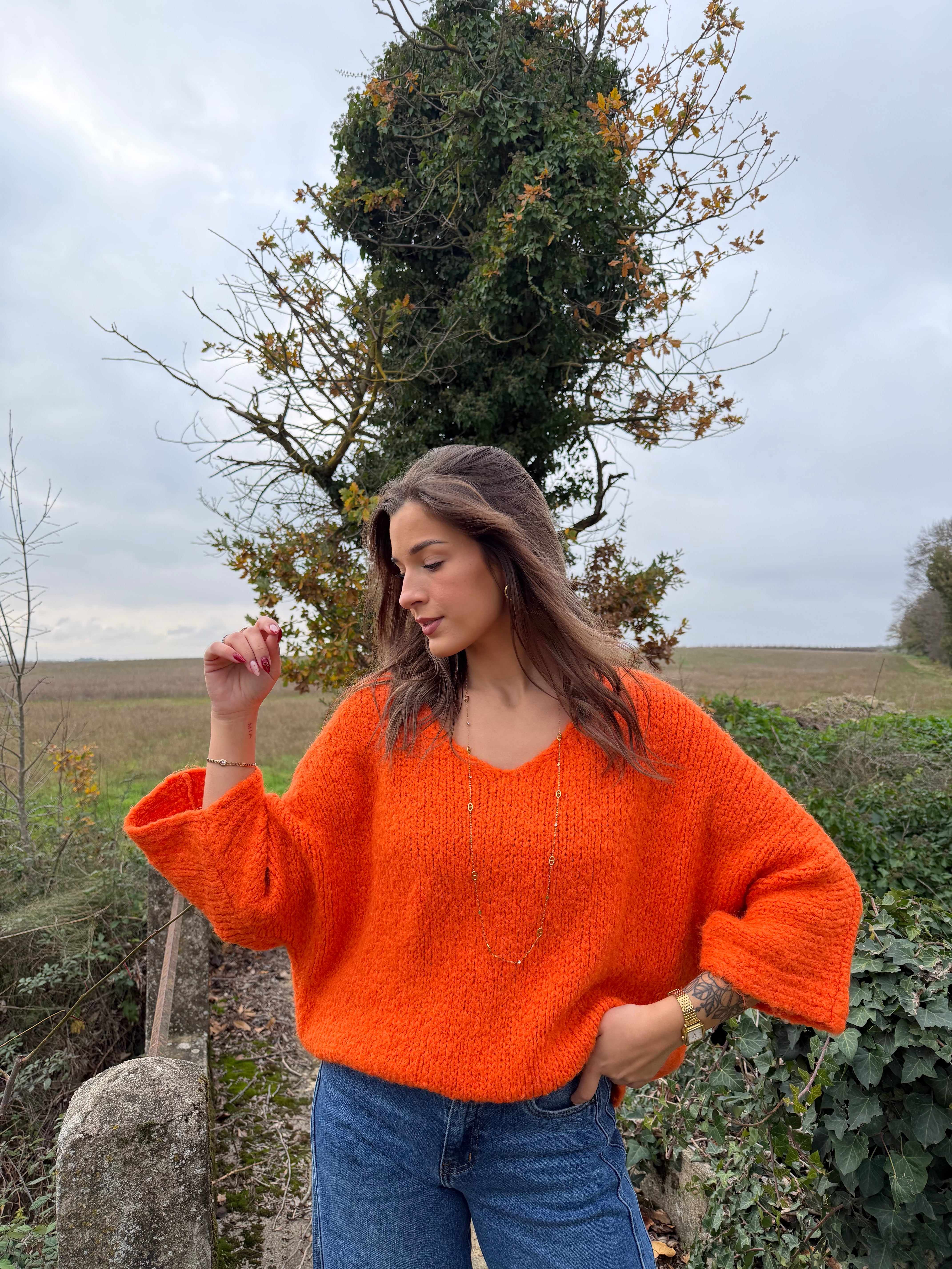 Pull Col V Orange