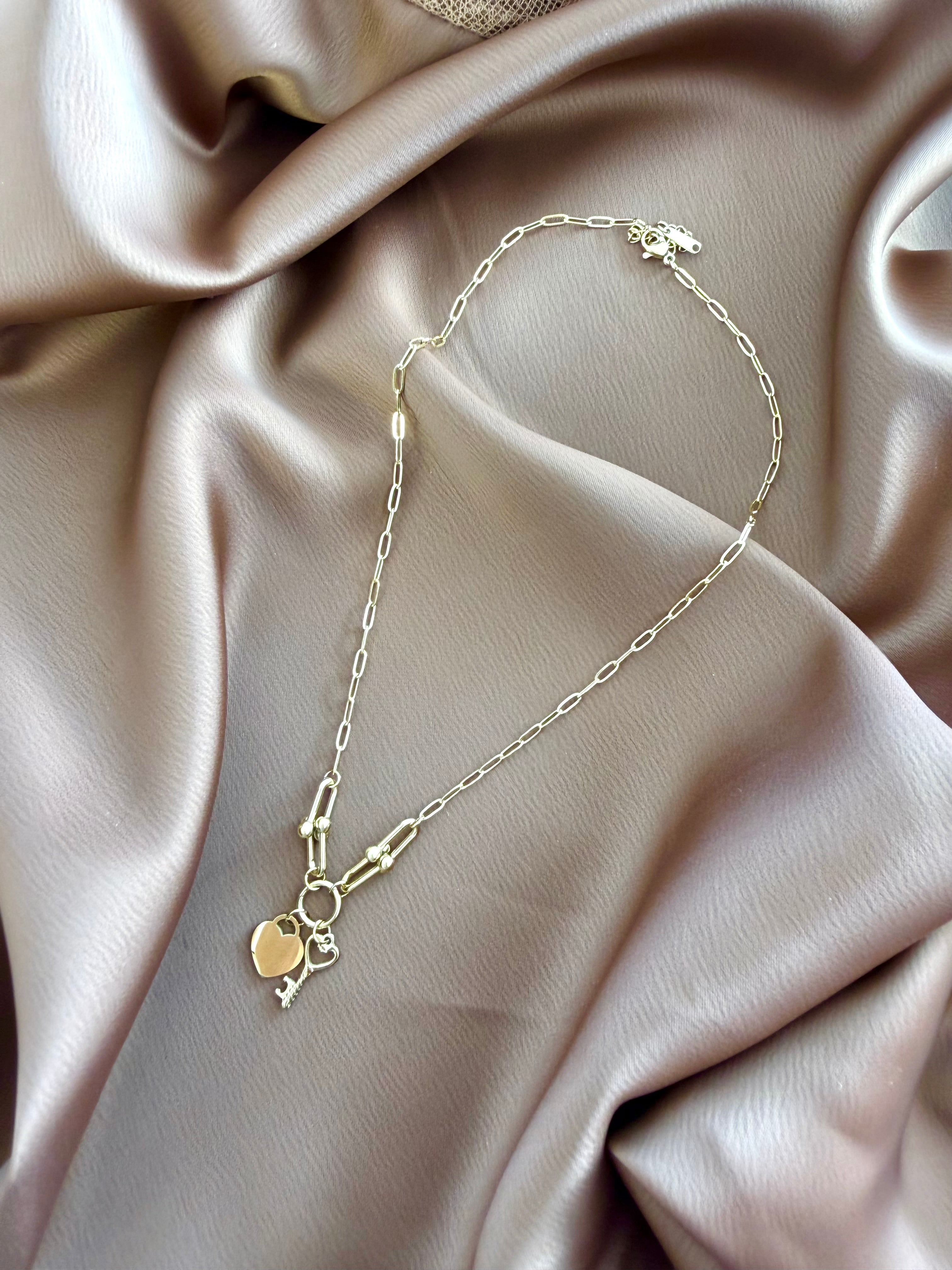 Collier Breloques Cœur & Clef