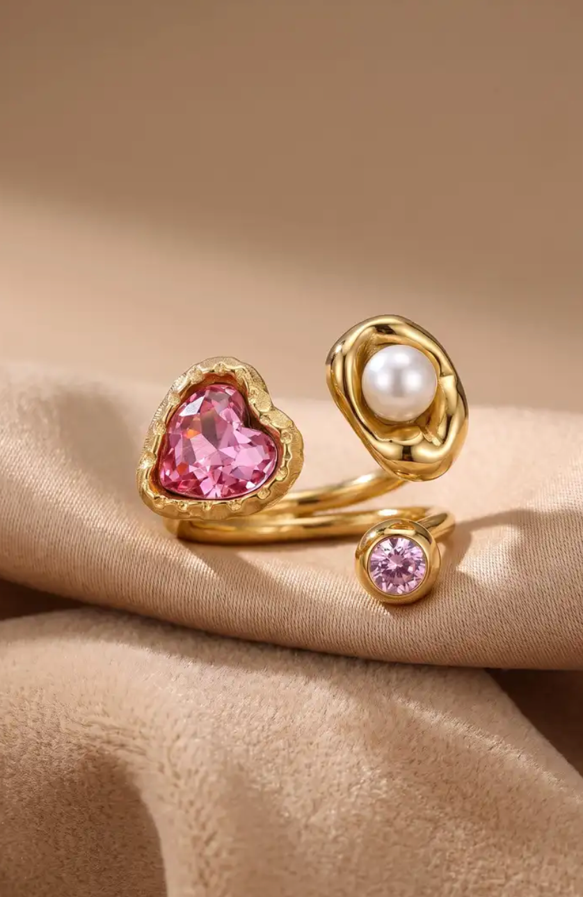 Bague cristaux rose