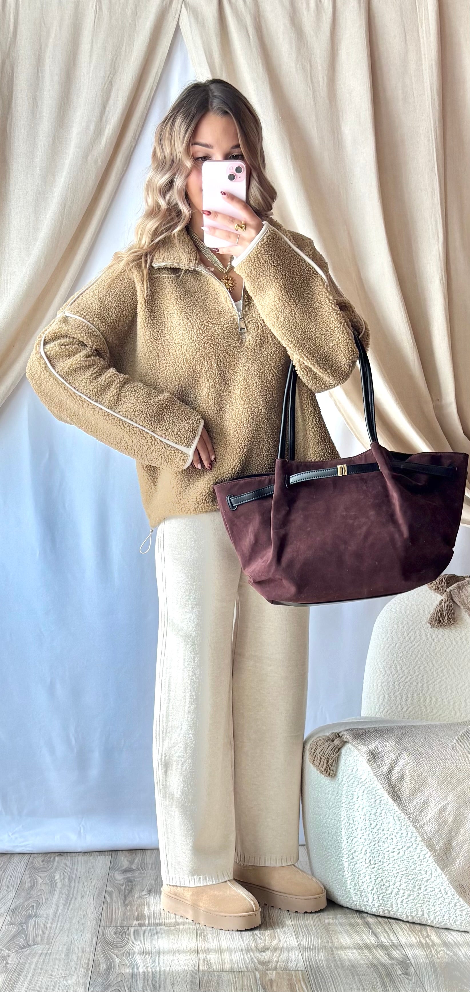 Pantalon en Maille Beige