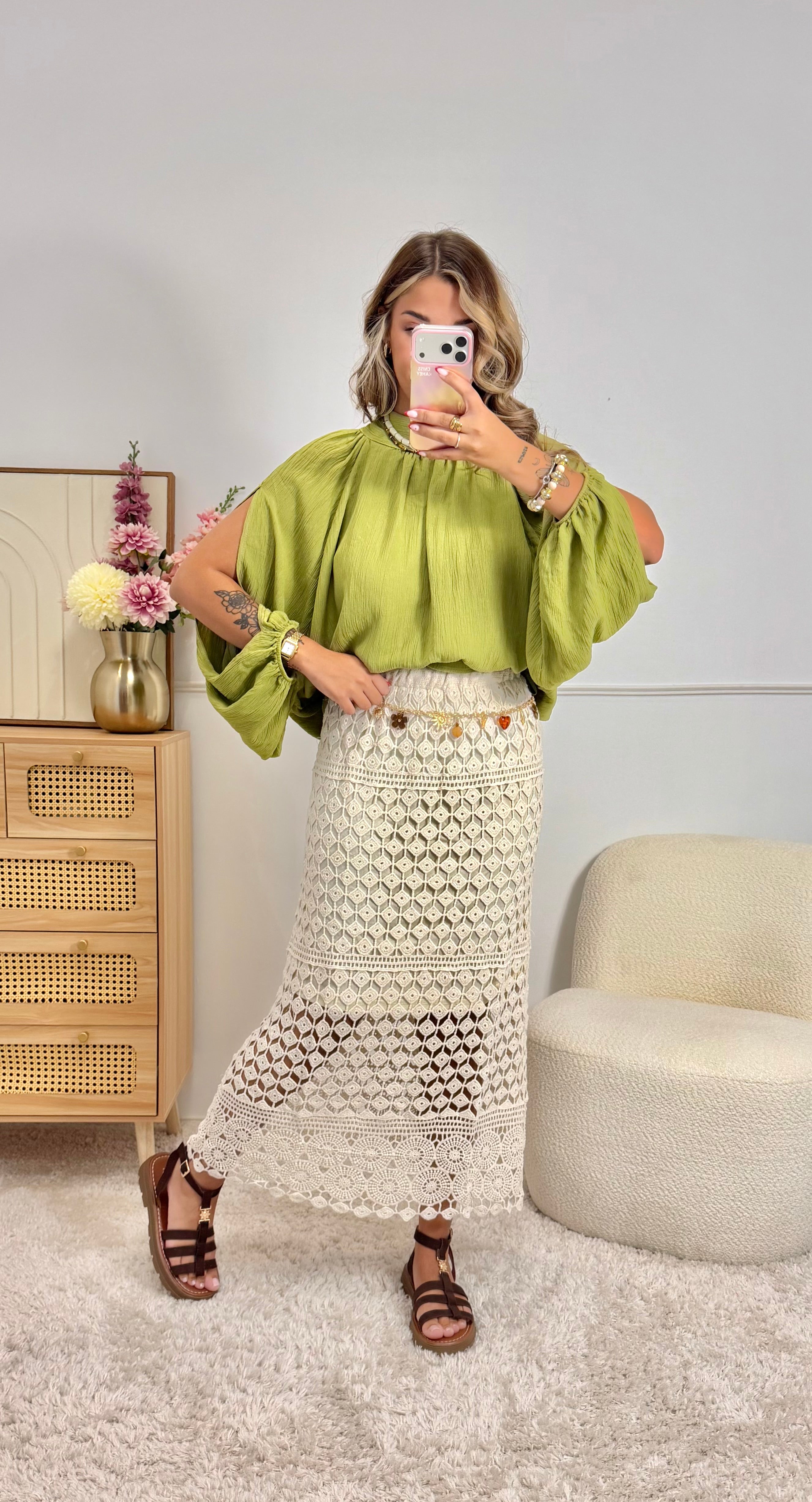 Jupe Crochet Beige