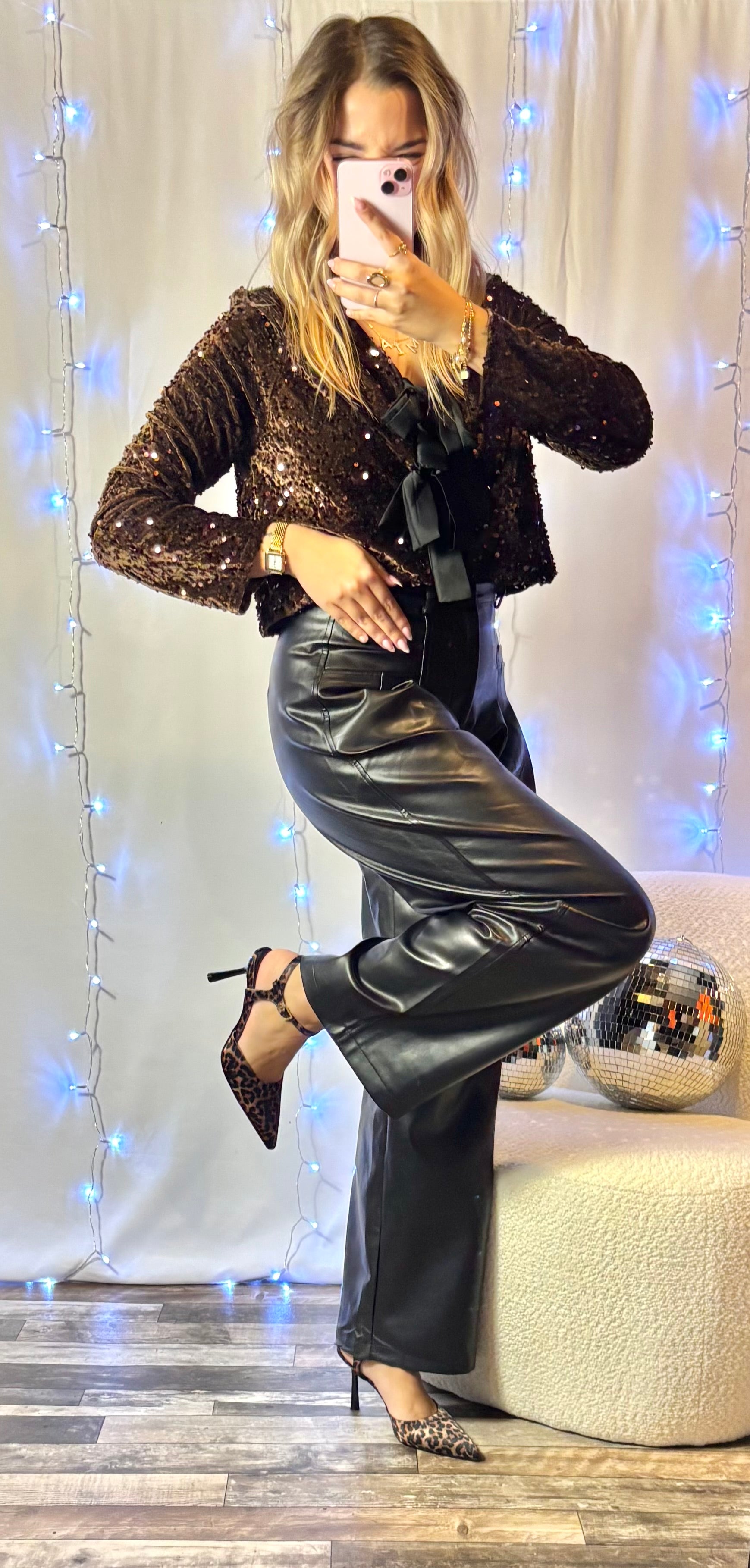 Pantalon Similicuir Noir