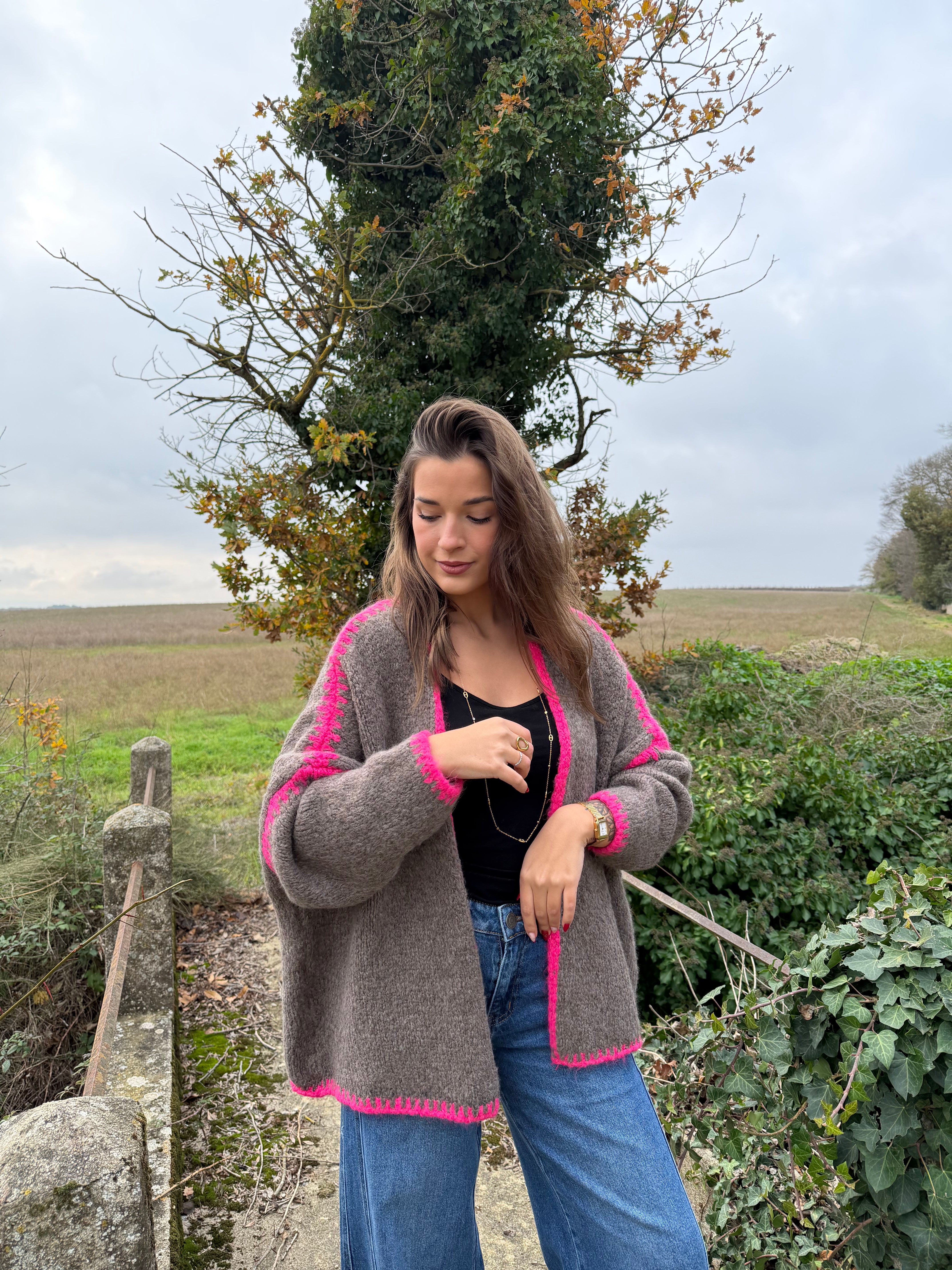 Gilet Chocolat & Rose